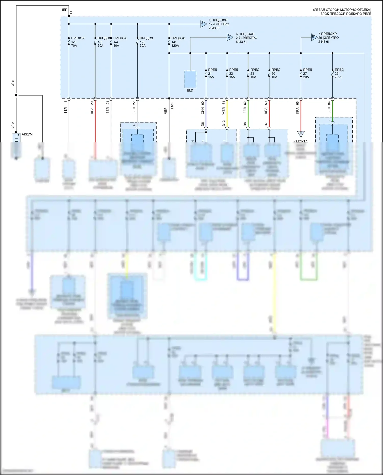 ILX Acura I рестайлинг 2 (2018-2022): Электросхема блока предохранителей реле (1 из 6) 