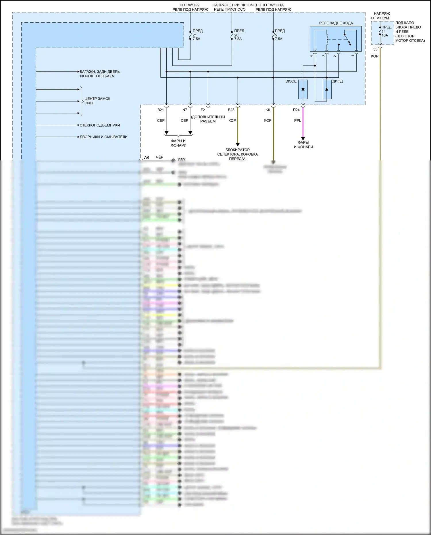 ILX Acura I рестайлинг 2 (2018-2022): Электросхема блоков управления кузовом (1 из 2) 