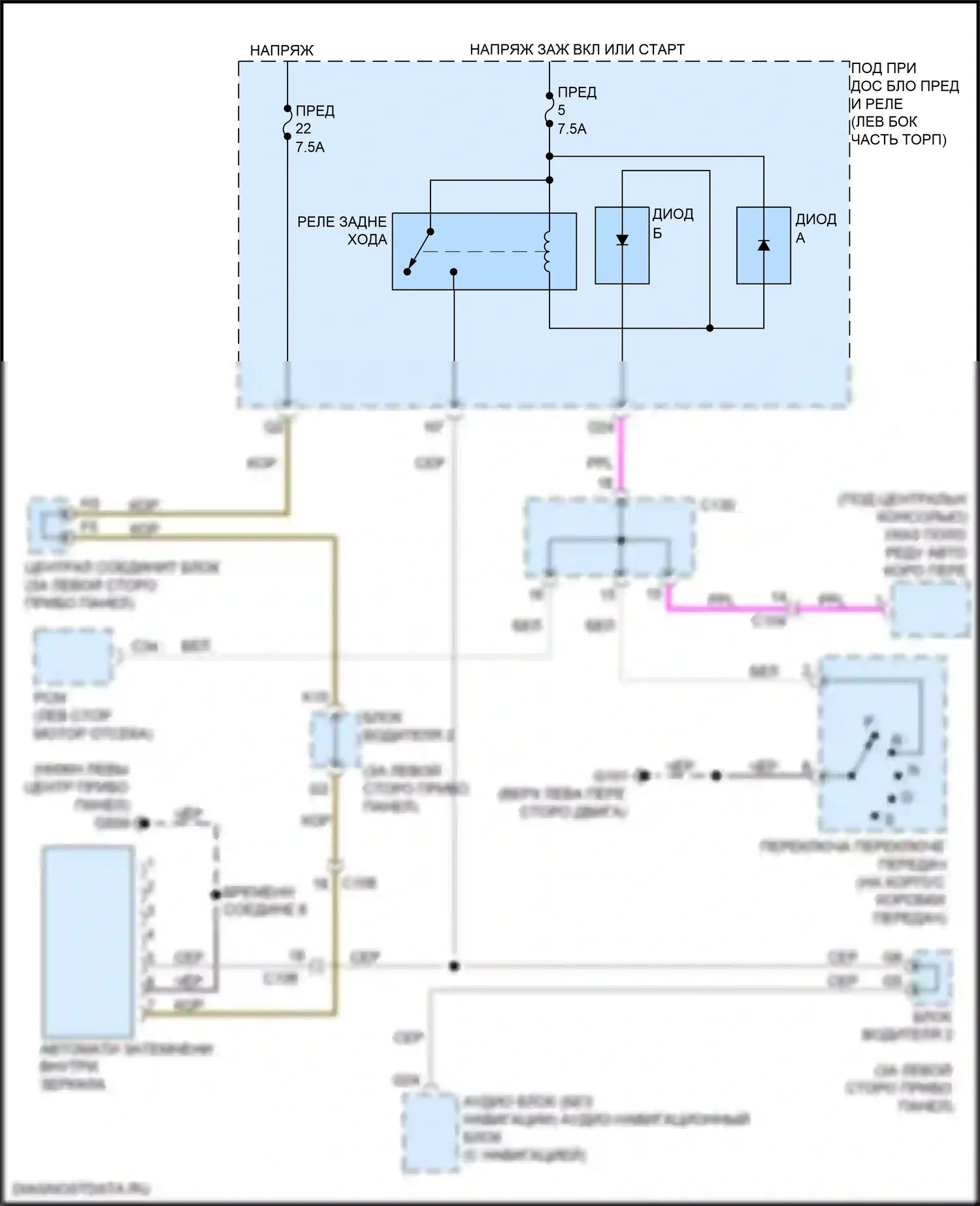 ILX Acura I рестайлинг 2 (2018-2022): Электросхема автоматического дневного/ночного зеркала 