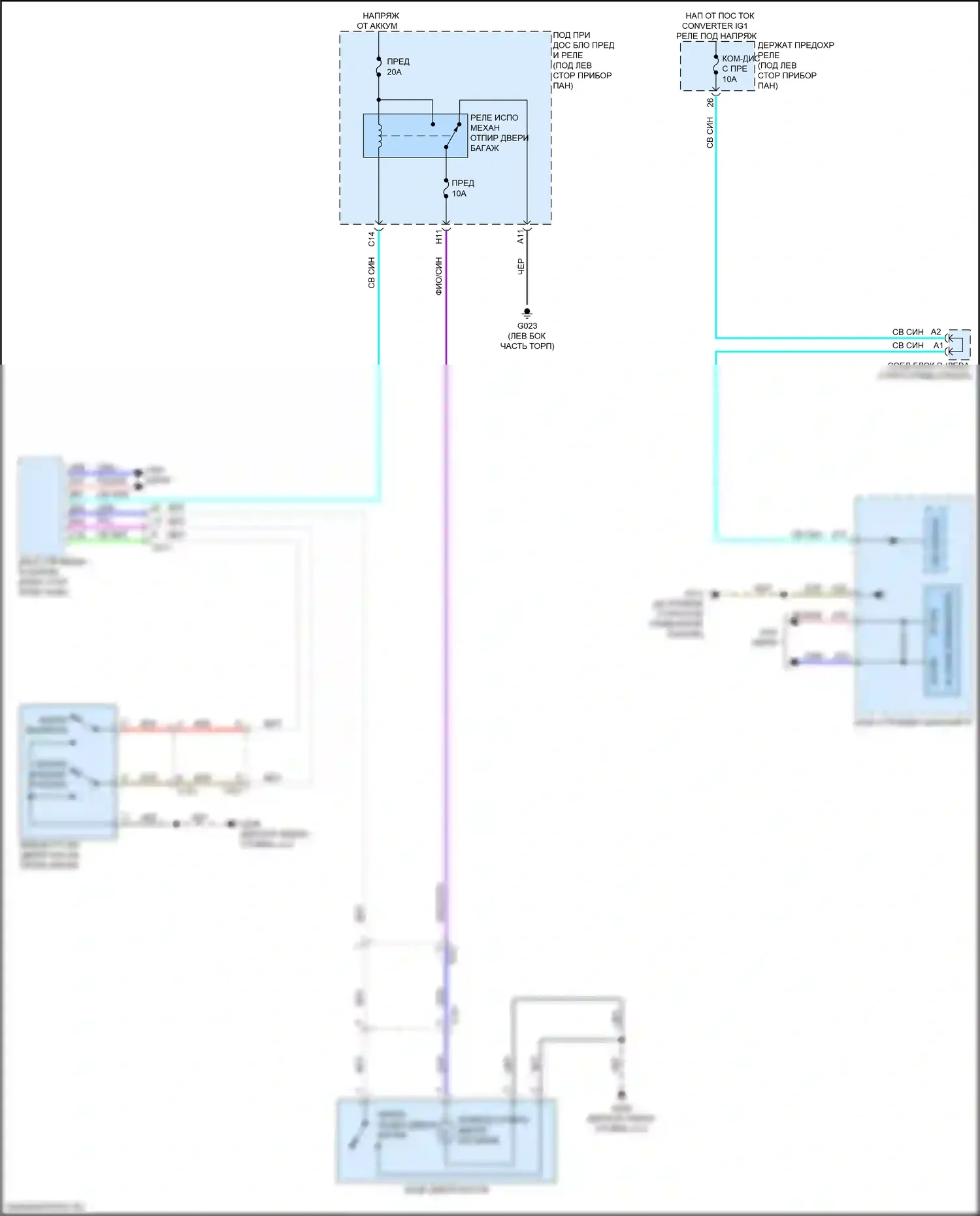 Integra Acura IV (2022-2024): Электросхема выпуска двери багажника 