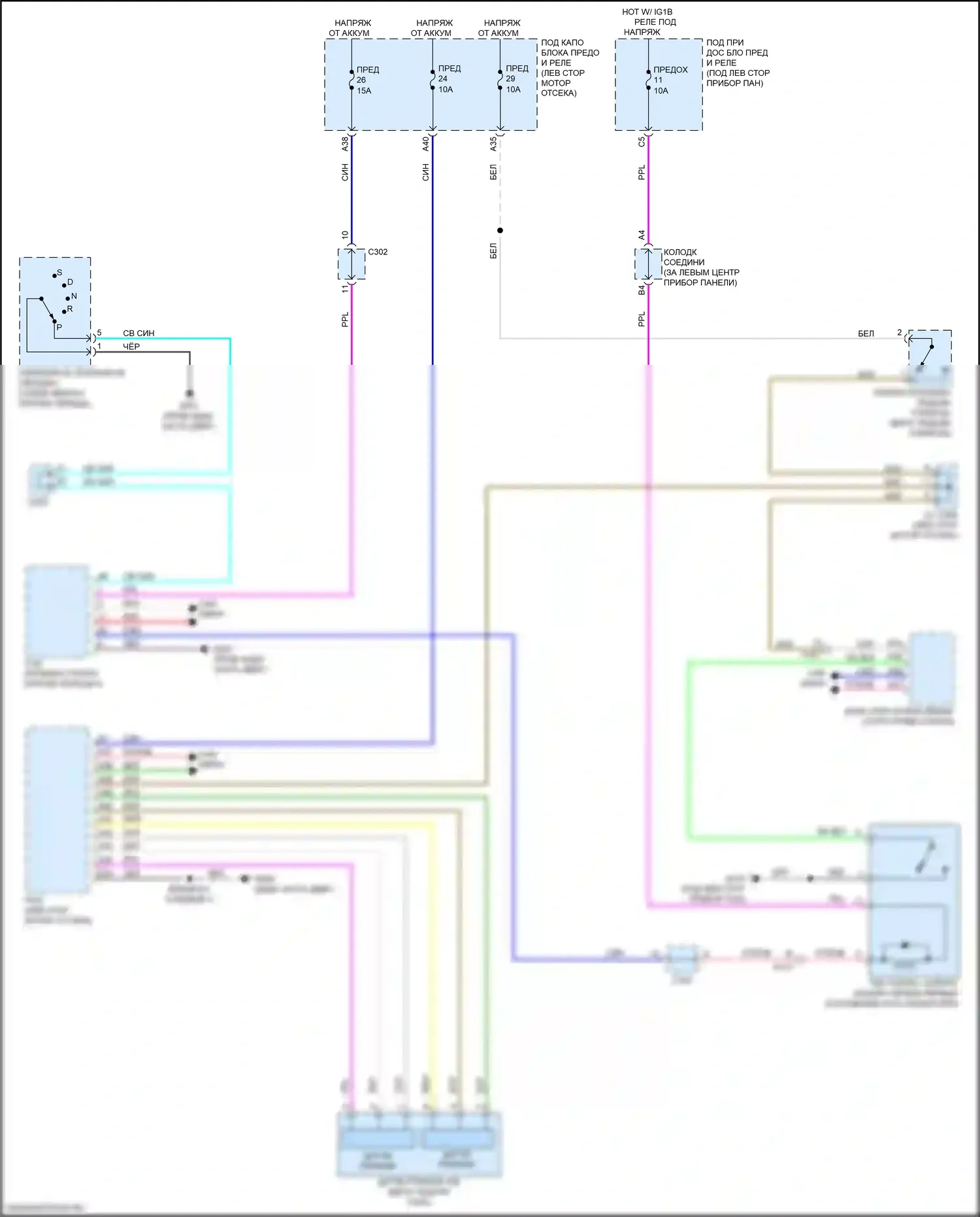 Integra Acura IV (2022-2024): Электросхема блокировки селектора 