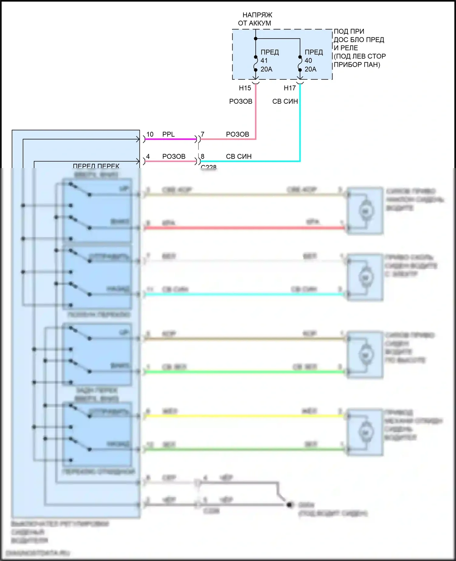 Integra Acura IV (2022-2024): Питание водительского сиденья электросхема 