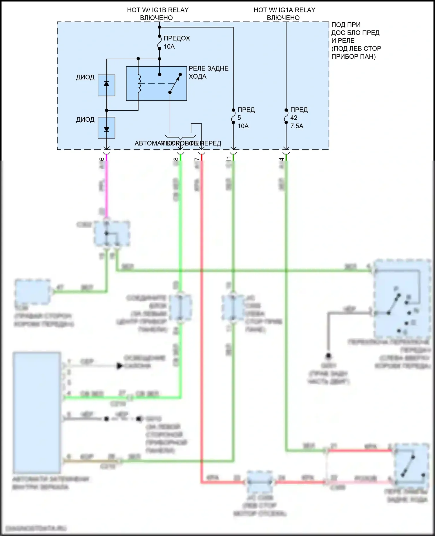 Integra Acura IV (2022-2024): Электросхема автоматического дневного/ночного зеркала 
