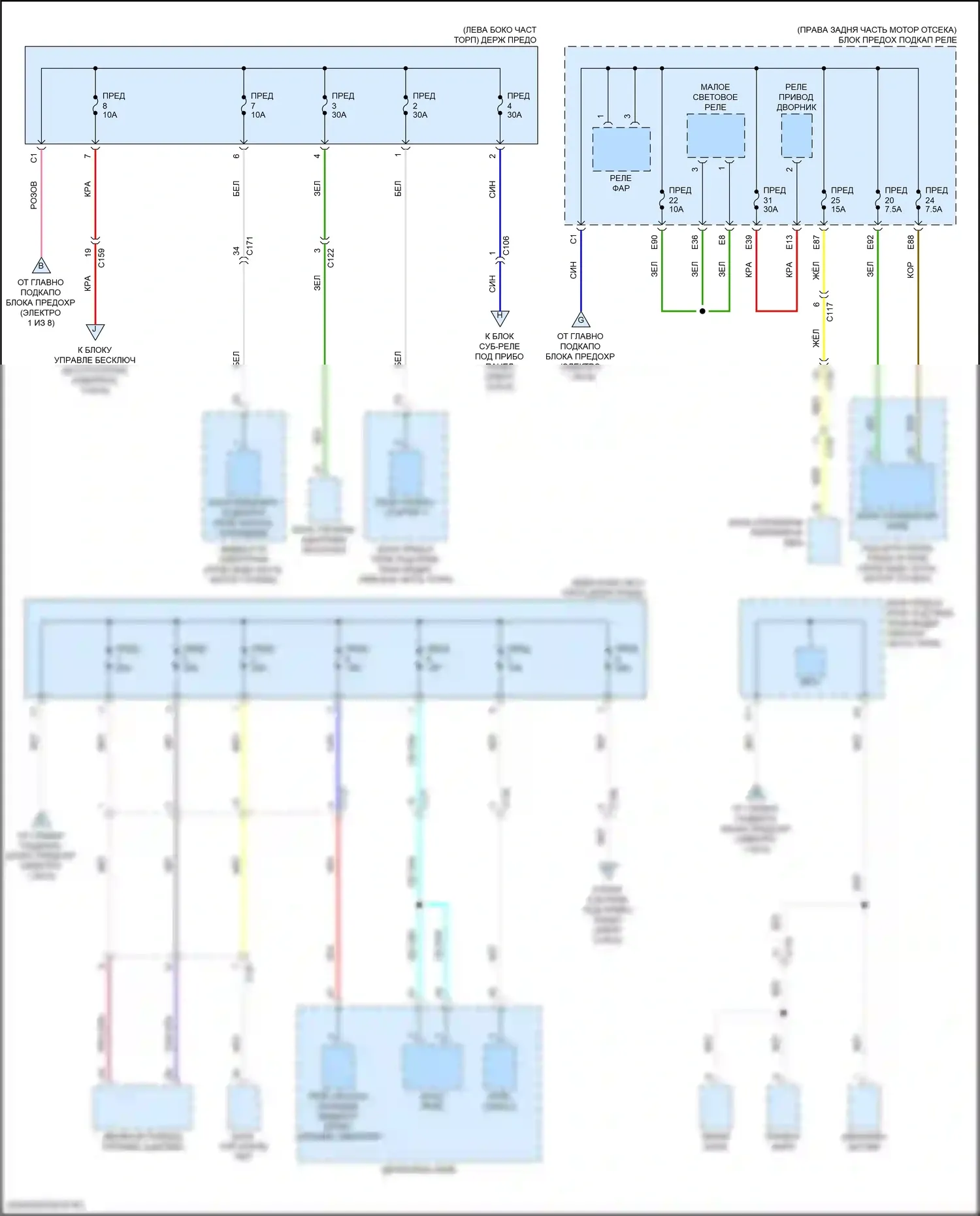 MDX Acura III рестайлинг 2 (2016-2021): Электросхема блока предохранителей реле, гибридного (2 из 8) 