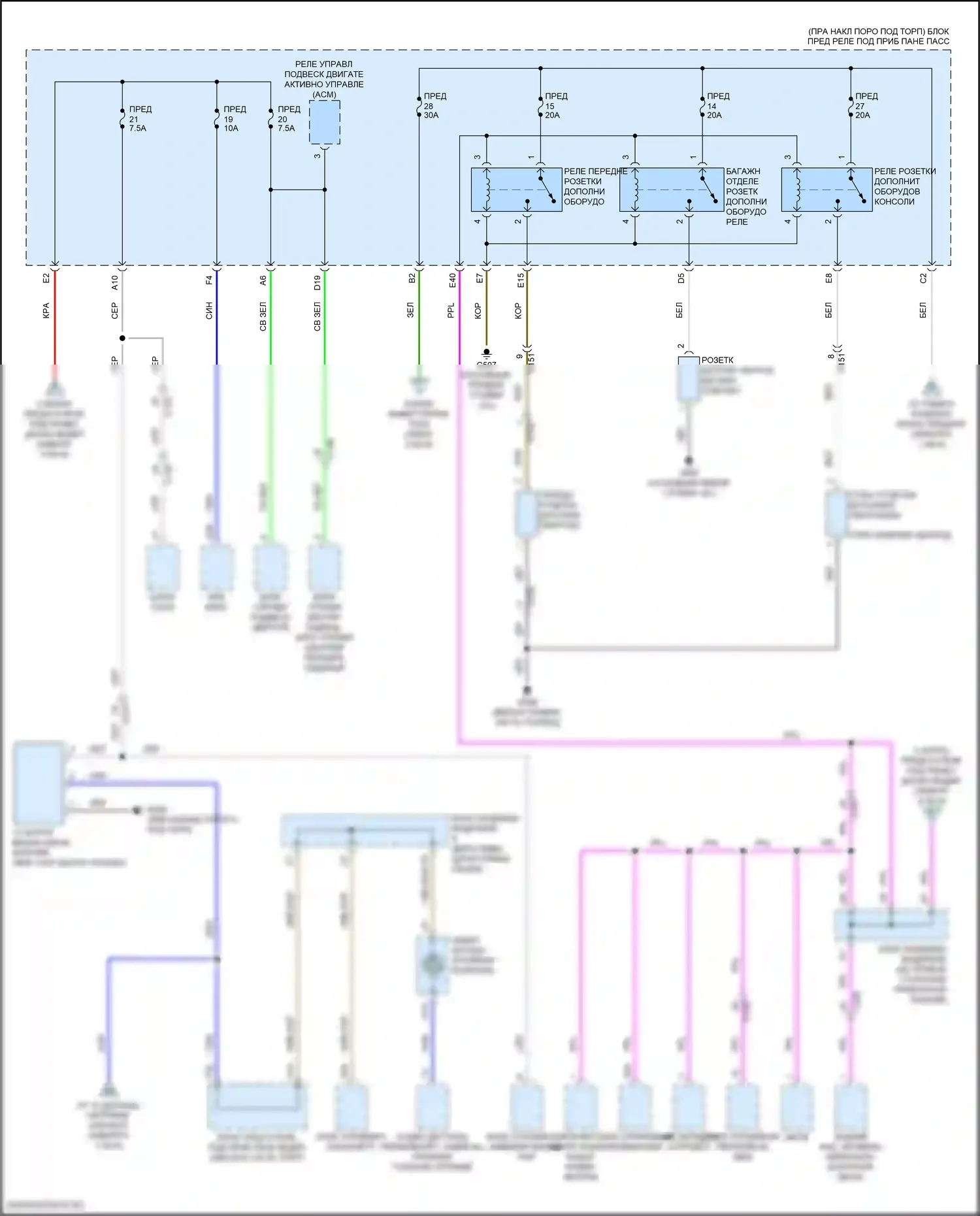 MDX Acura III рестайлинг 2 (2016-2021): Электросхема блока предохранителей реле, гибридного (4 из 8) 