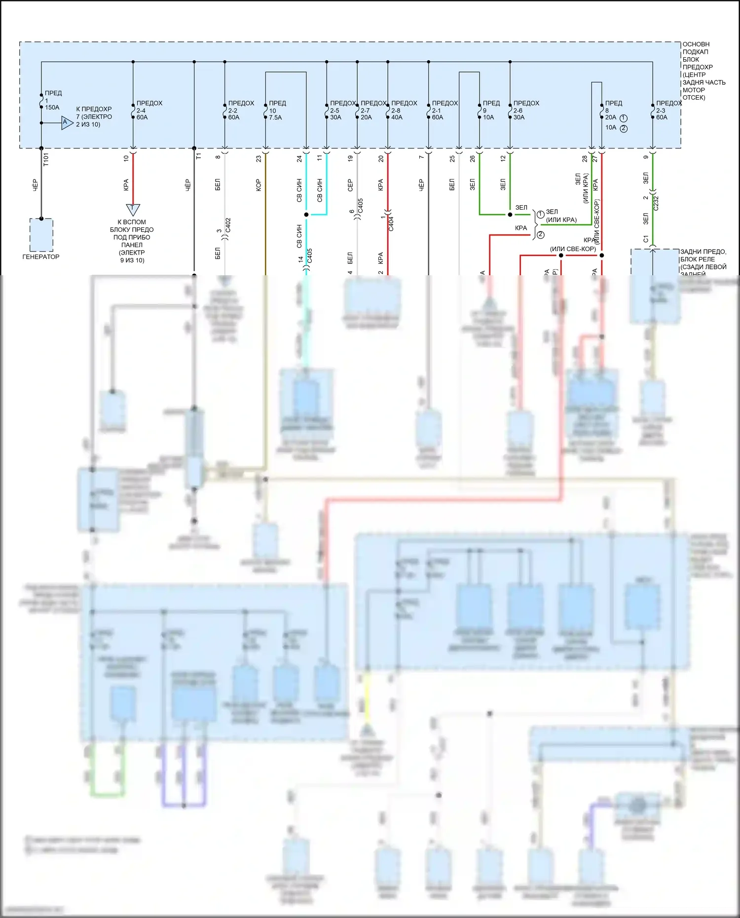 MDX Acura III рестайлинг 2 (2016-2021): Электросхема блока предохранителей реле, кроме гибридного (1 из 10) 