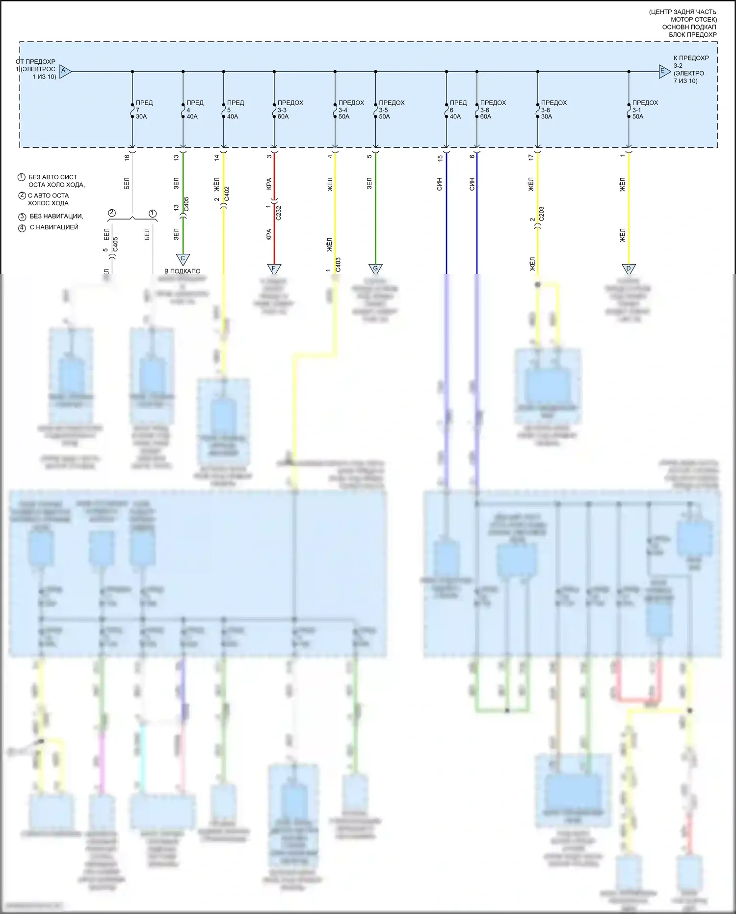 MDX Acura III рестайлинг 2 (2016-2021): Электросхема блока предохранителей реле, кроме гибридного (2 из 10) 