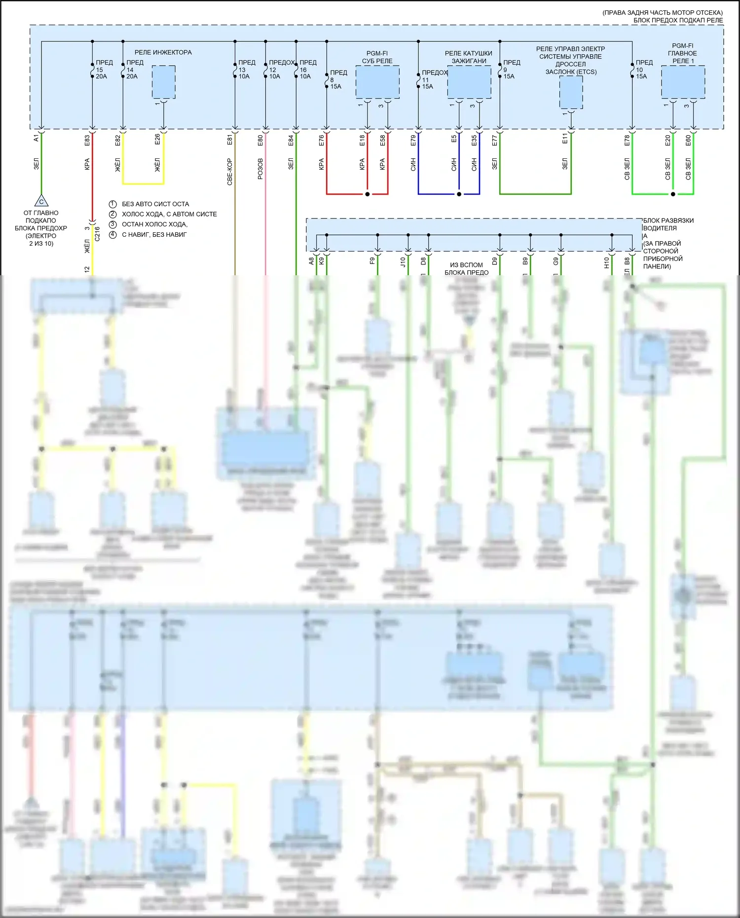 MDX Acura III рестайлинг 2 (2016-2021): Электросхема блока предохранителей реле, кроме гибридного (8 из 10) 
