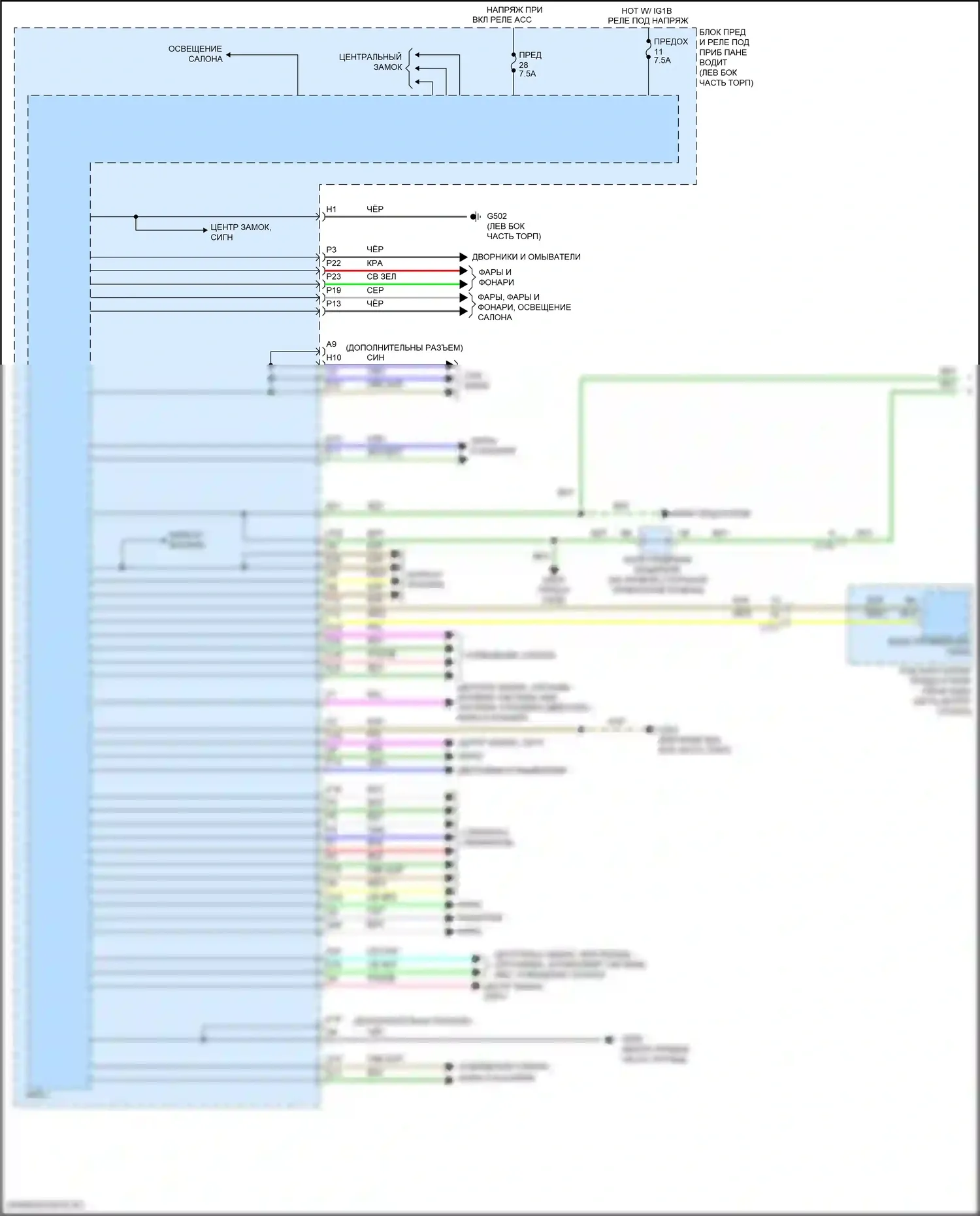 MDX Acura III рестайлинг 2 (2016-2021): Электросхема блоков управления кузовом, гибридная (1 из 2) 