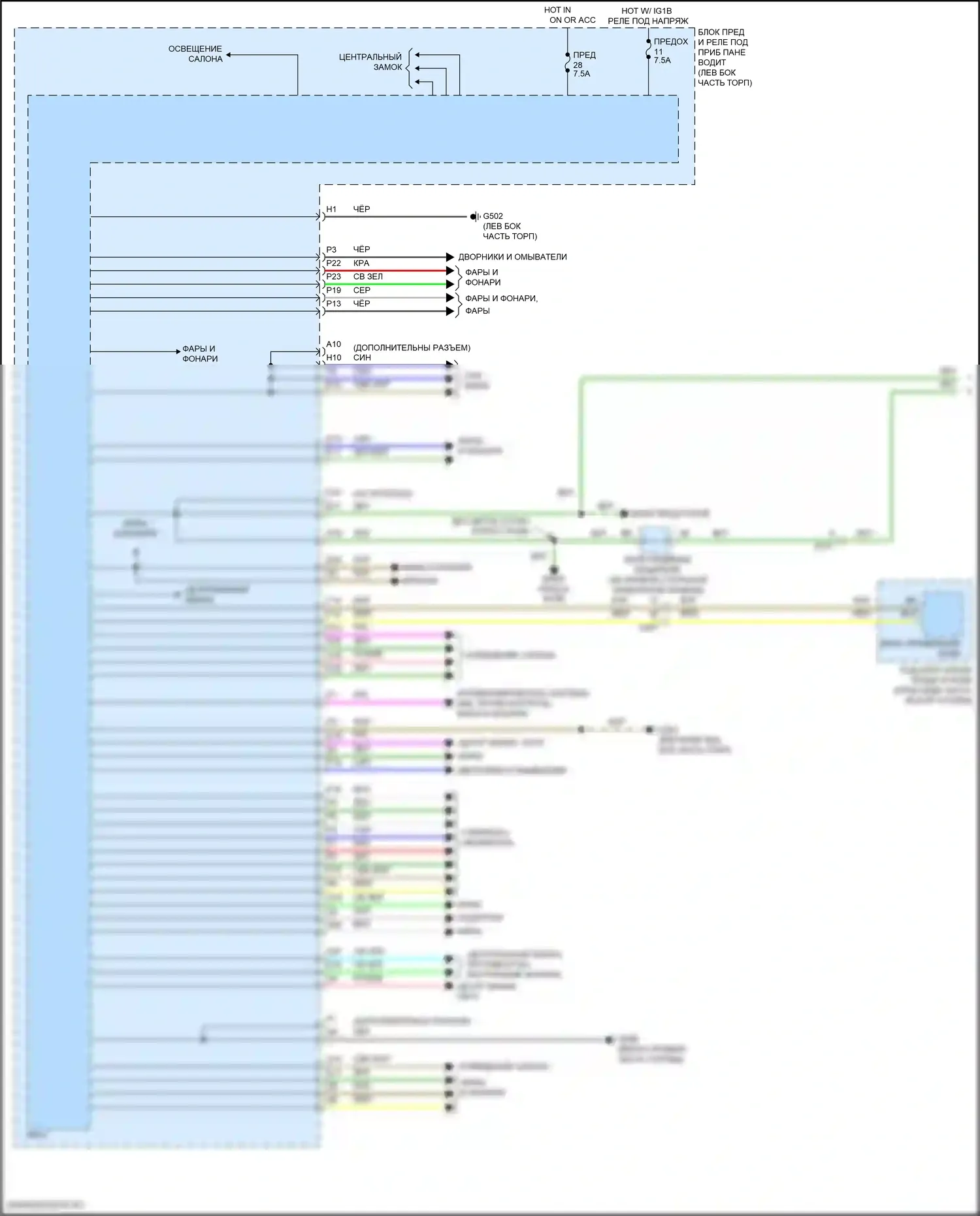 MDX Acura III рестайлинг 2 (2016-2021): Электросхема блоков управления кузовом, за исключением гибридного (1 из 2) 