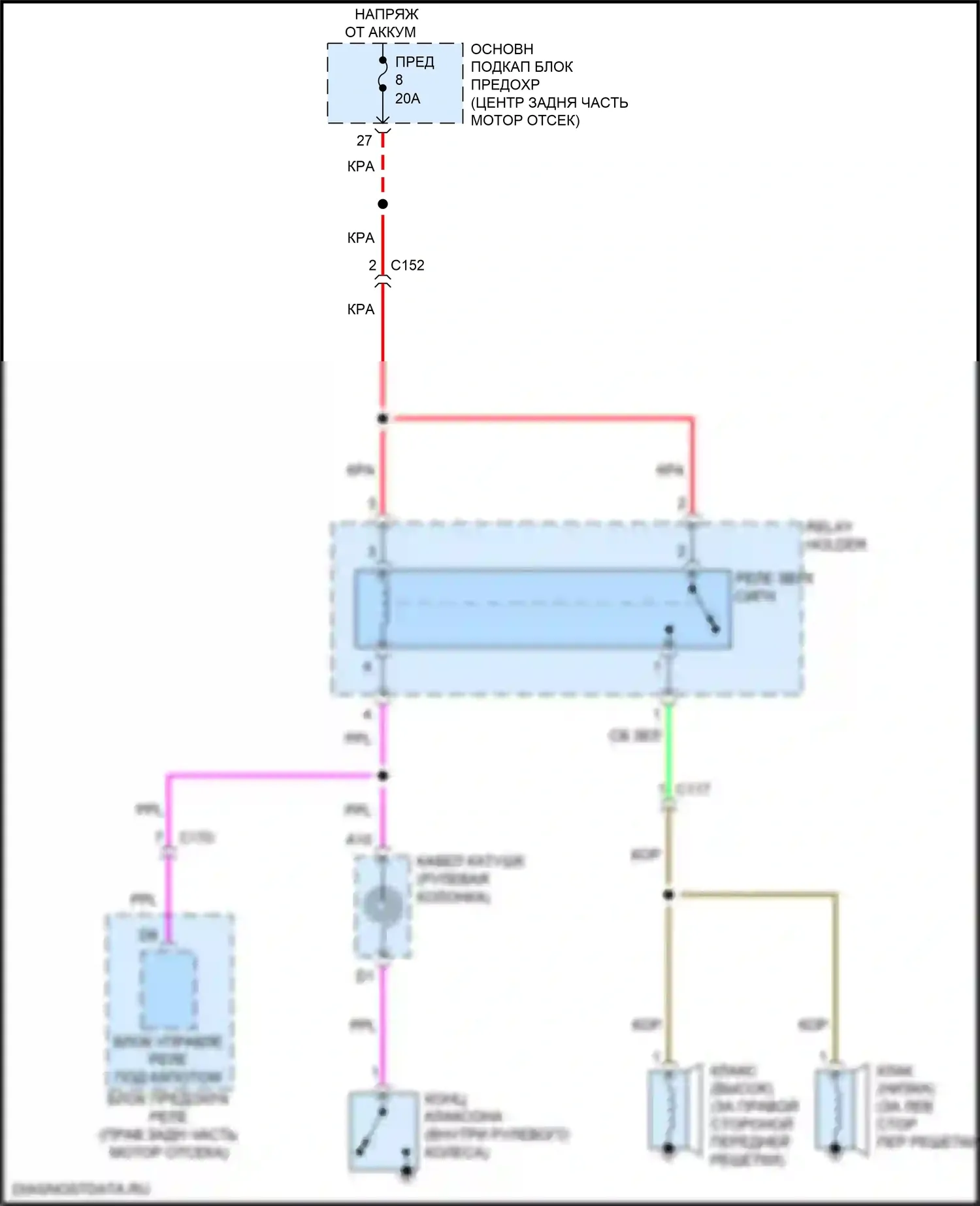 MDX Acura III рестайлинг 2 (2016-2021): Электросхема клаксона, гибридная 