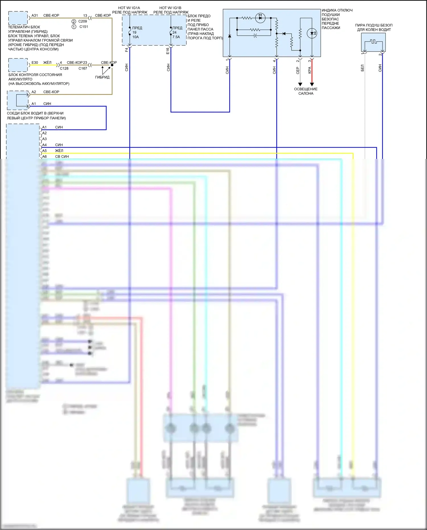 MDX Acura III рестайлинг 2 (2016-2021): Электросхема подушек безопасности (1 из 3) 