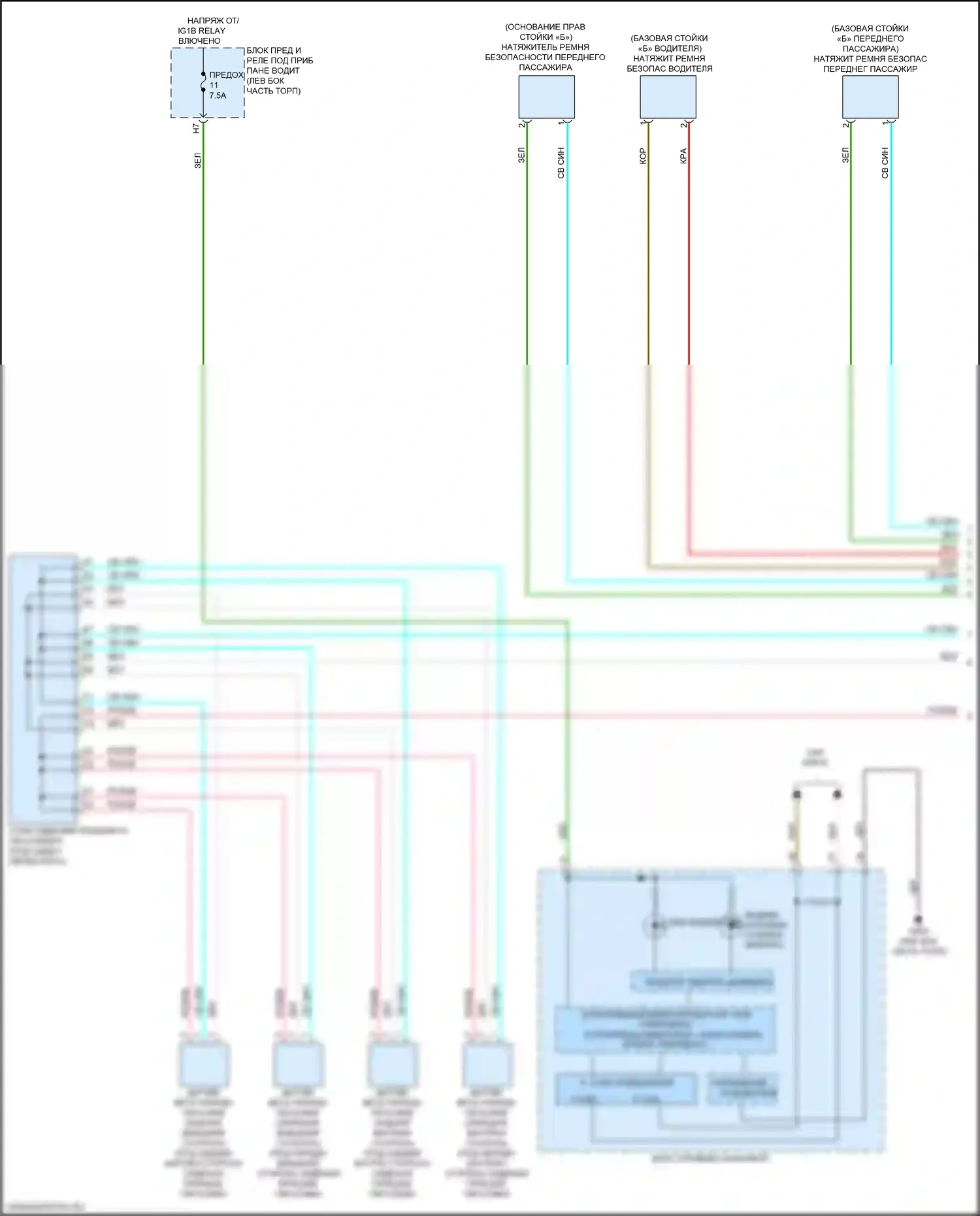 MDX Acura III рестайлинг 2 (2016-2021): Электросхема подушек безопасности (2 из 3) 