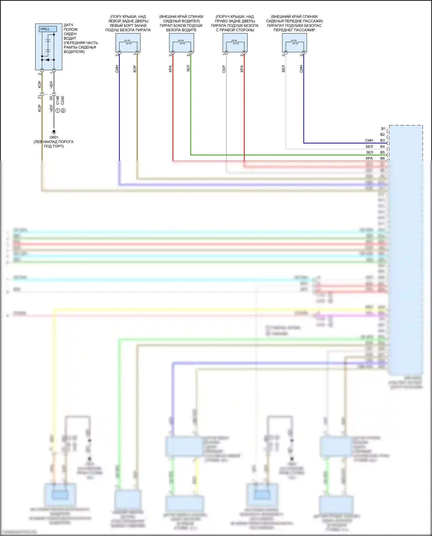 MDX Acura III рестайлинг 2 (2016-2021): Электросхема подушек безопасности (3 из 3) 