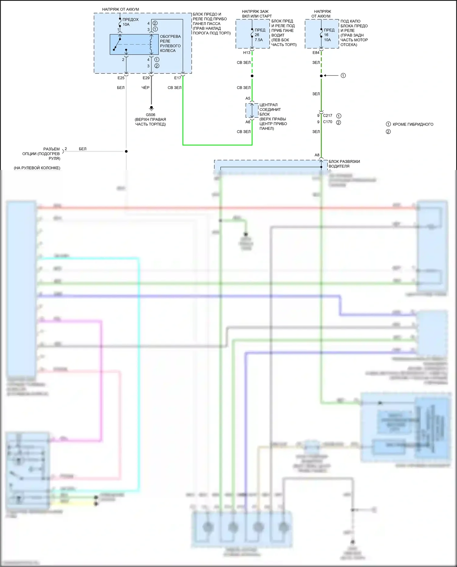 MDX Acura III рестайлинг 2 (2016-2021): Электросхема рулевого колеса с подогревом 