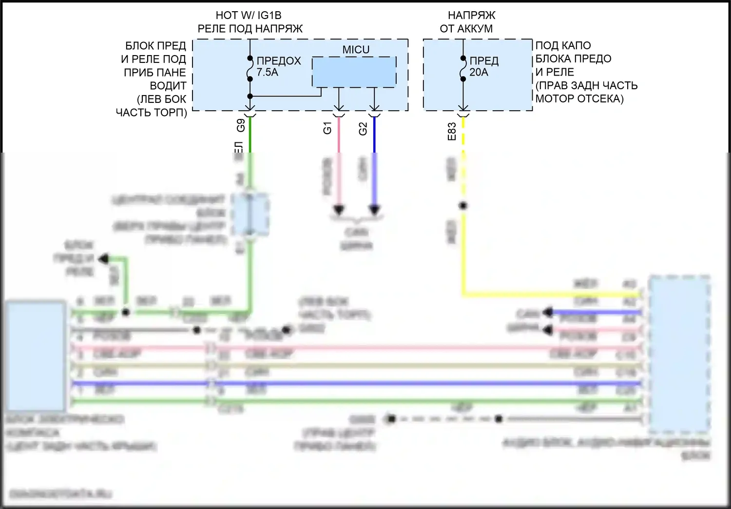 MDX Acura III рестайлинг 2 (2016-2021): Электросхема компаса 