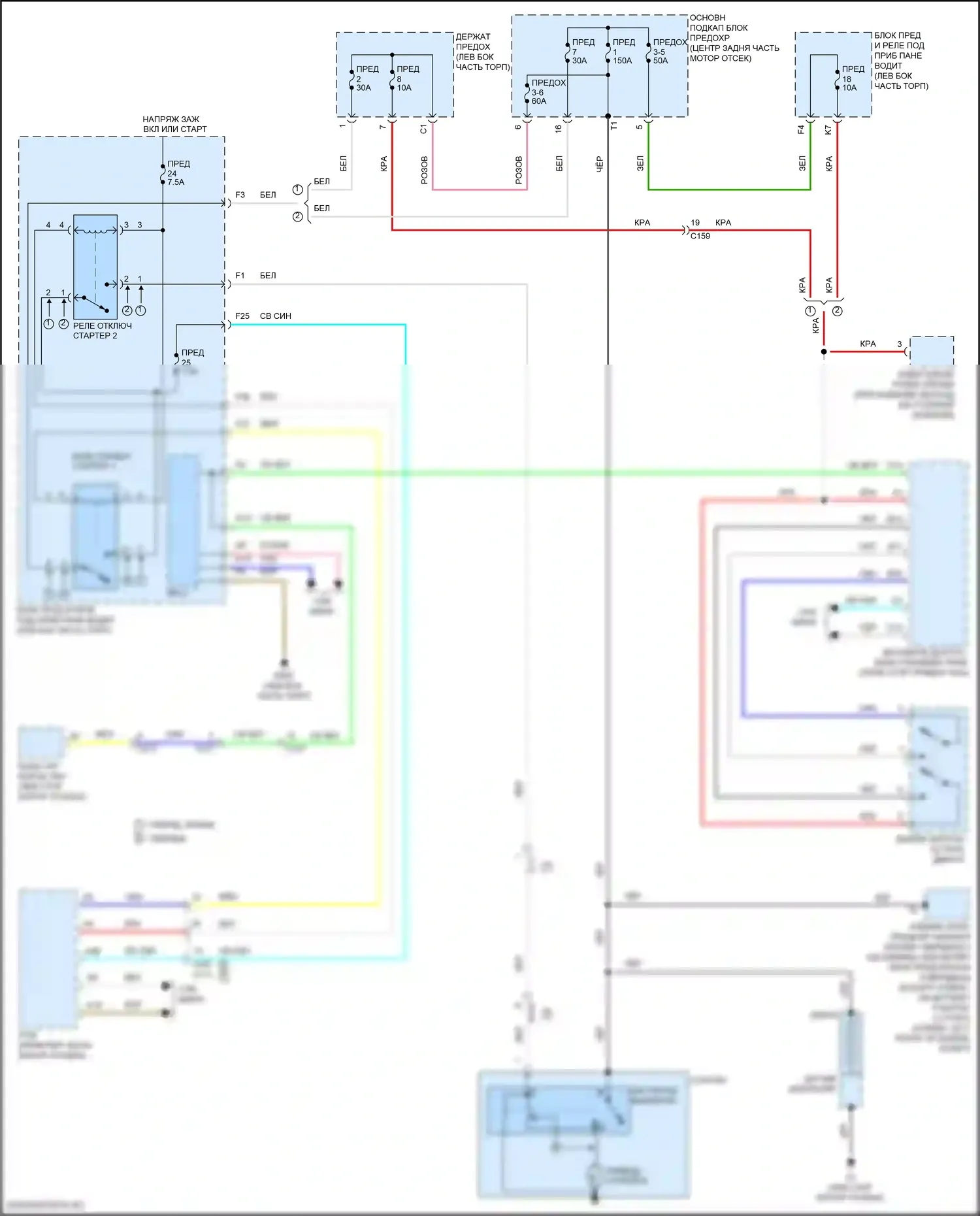 MDX Acura III рестайлинг 2 (2016-2021): Электросхема стартера, без автоматической остановки на холостом ходу 