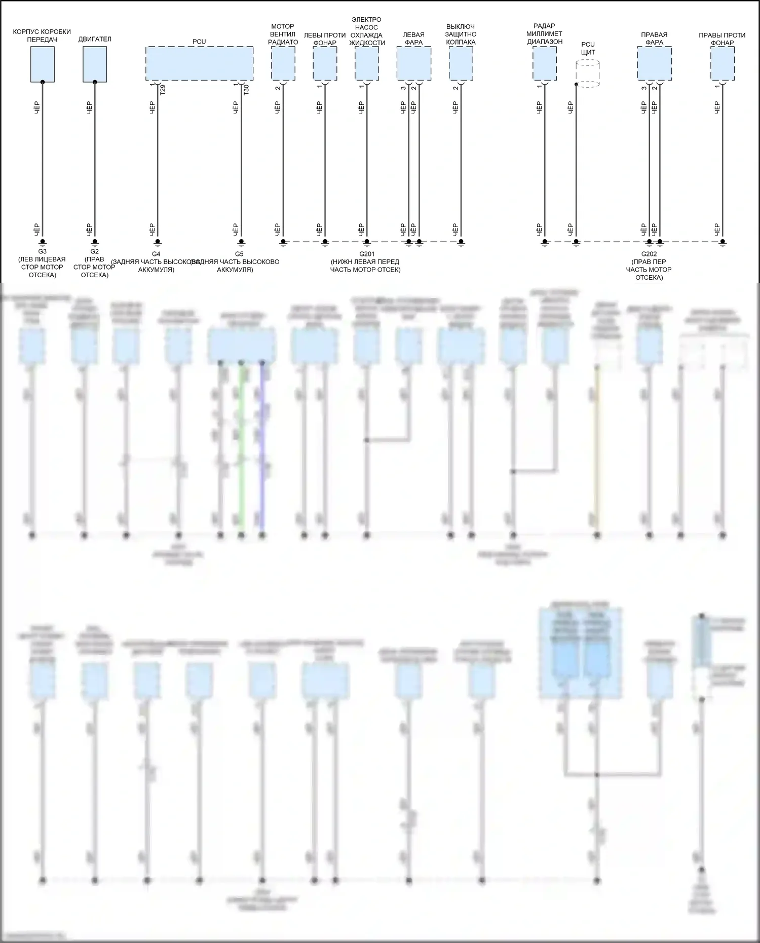 MDX Acura III рестайлинг 2 (2016-2021): Электросхема разводки массы, гибридная (1 из 6) 
