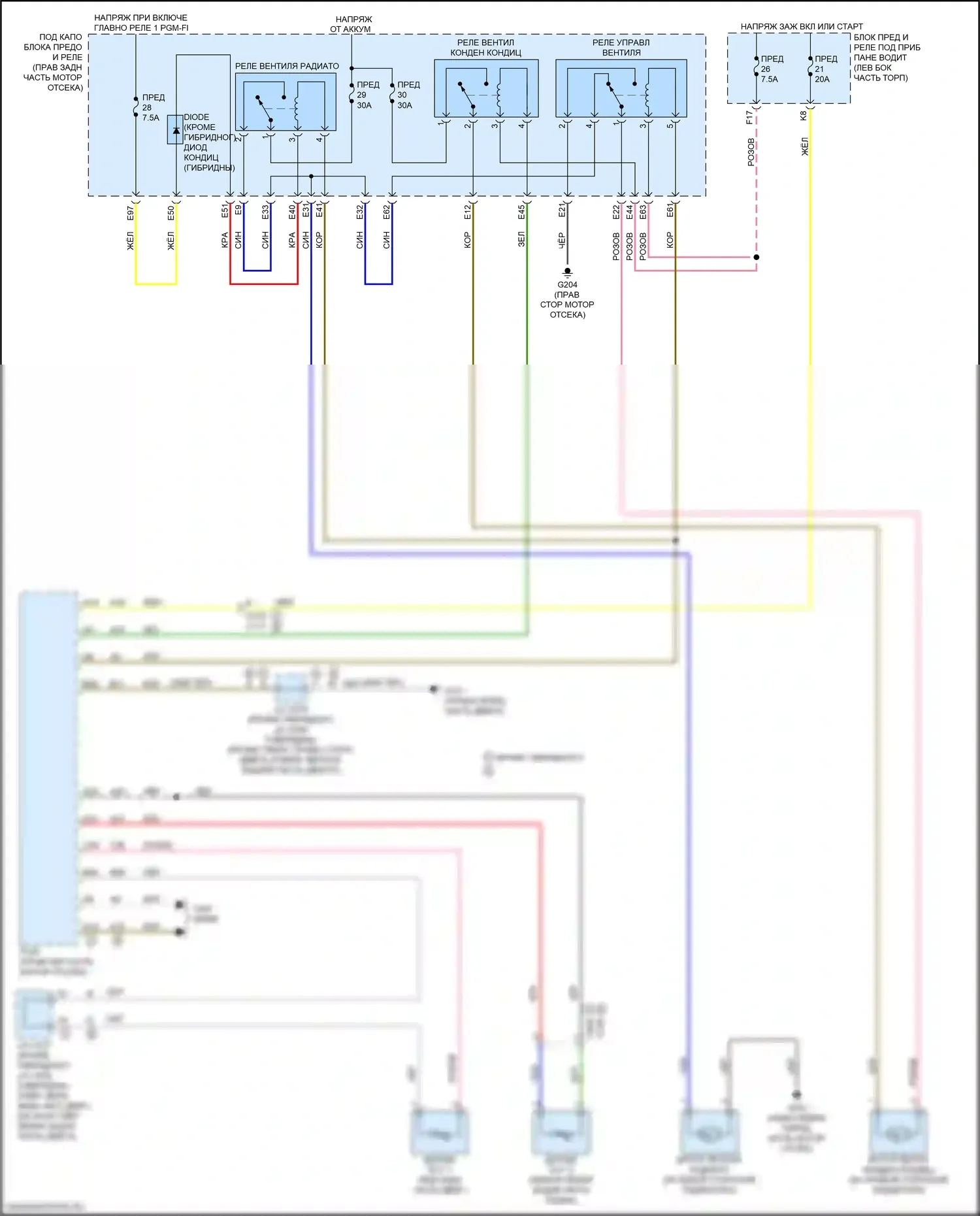 MDX Acura III рестайлинг 2 (2016-2021): Электросхема вентилятора охлаждения 