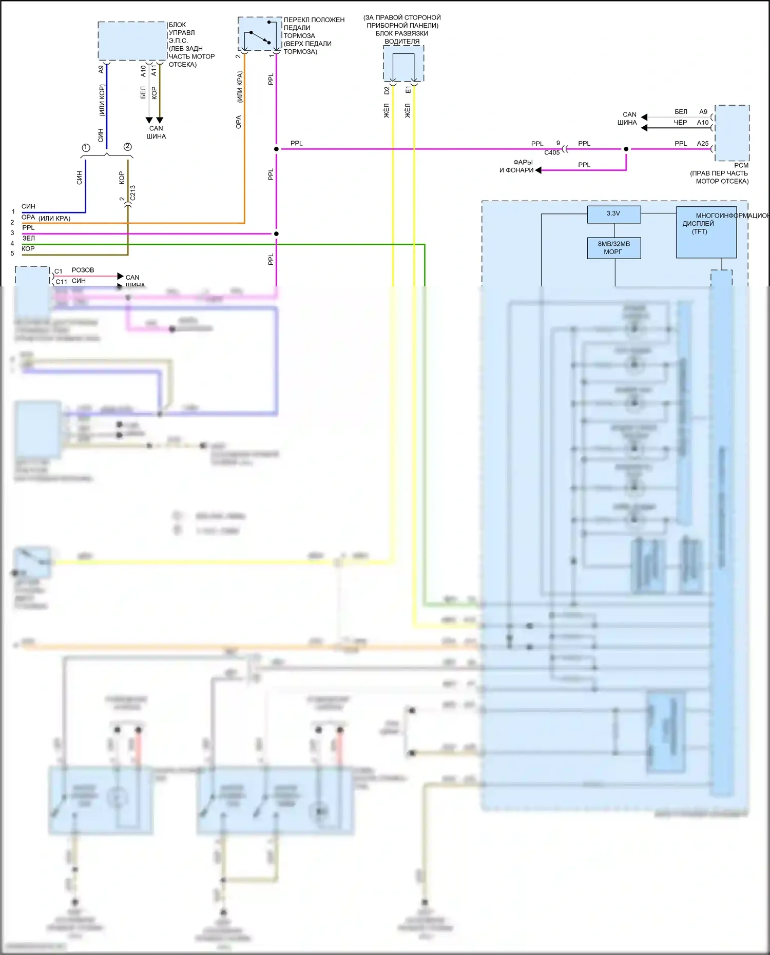 MDX Acura III рестайлинг (2015-2016): Антиблокировочная система abs электросхема (2 из 2) 