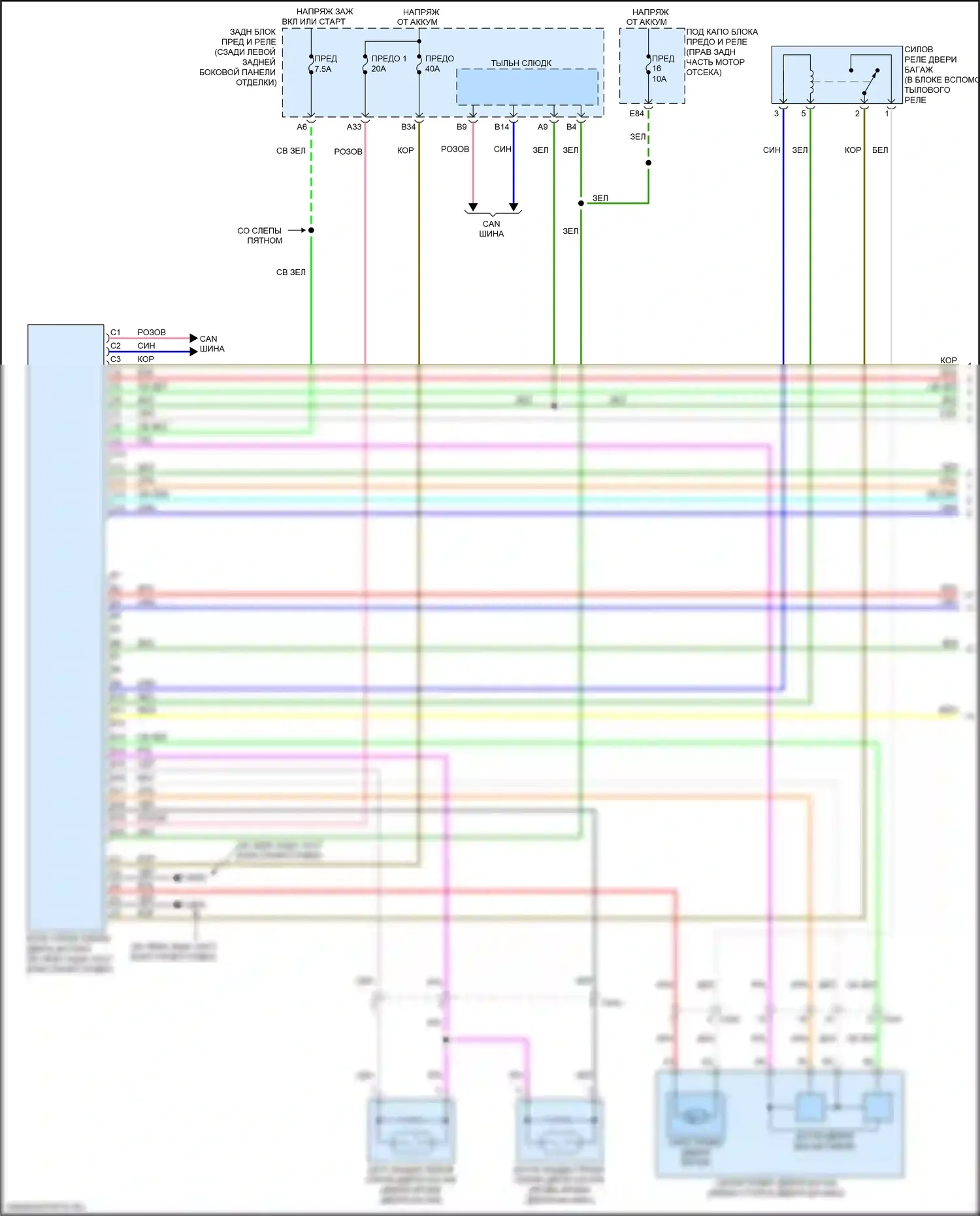 MDX Acura III рестайлинг (2015-2016): Электросхема силовой двери багажника (1 из 2) 
