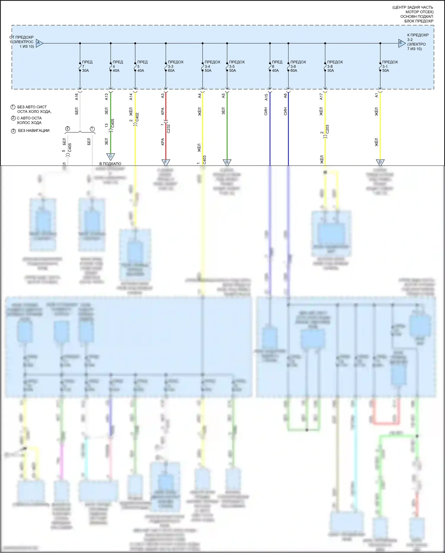 MDX Acura III рестайлинг (2015-2016): Электросхема блока предохранителей реле (2 из 10) 
