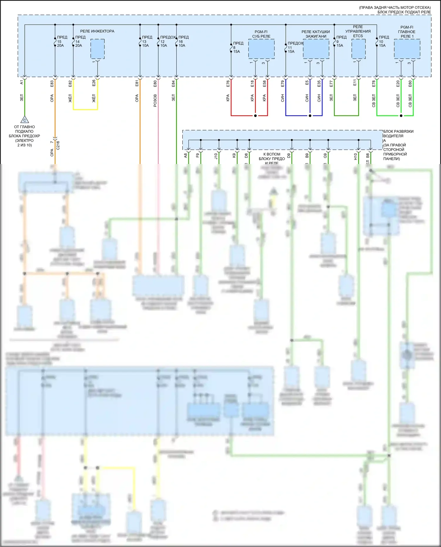 MDX Acura III рестайлинг (2015-2016): Электросхема блока предохранителей реле (8 из 10) 