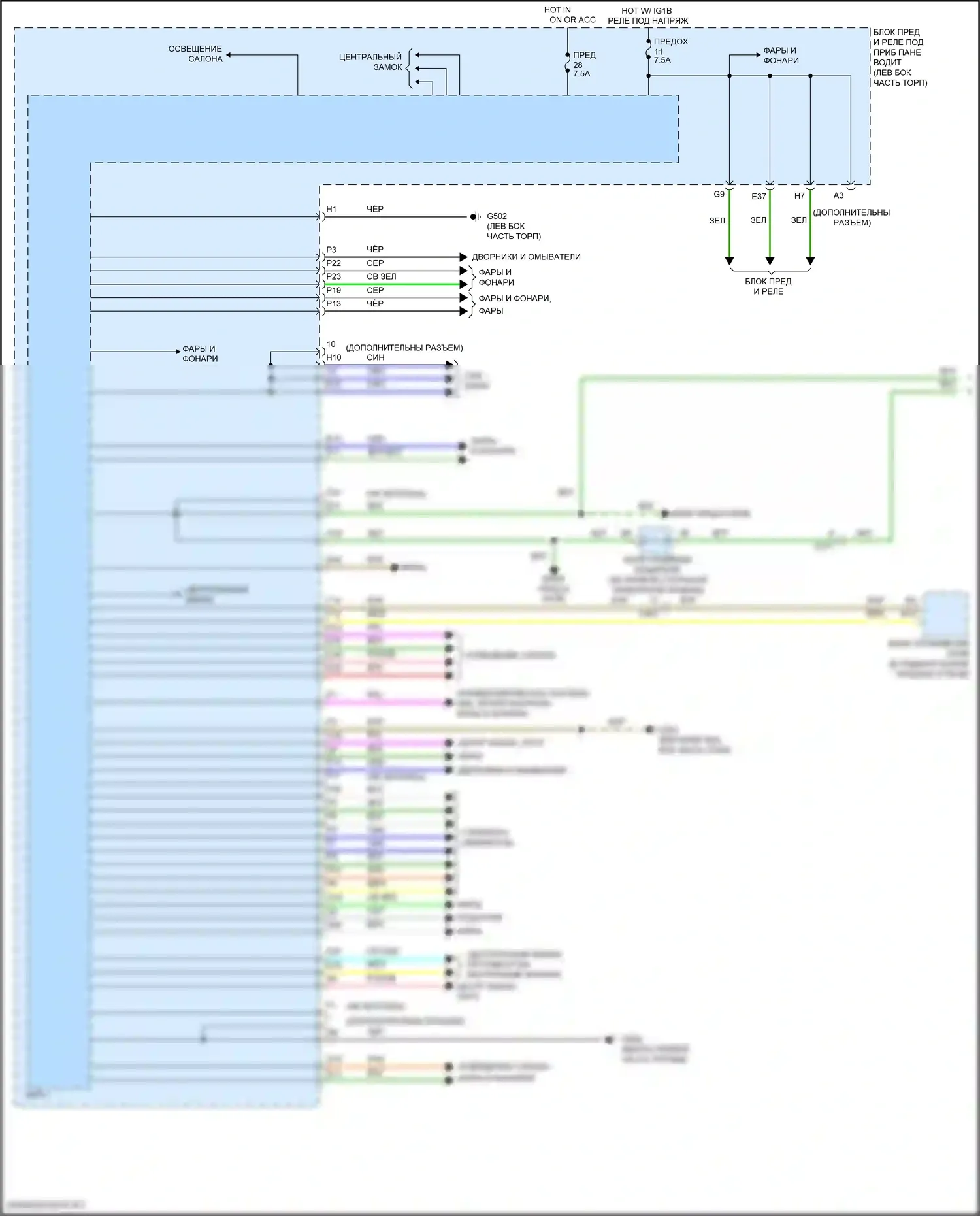 MDX Acura III рестайлинг (2015-2016): Электросхема блоков управления кузовом (1 из 2) 