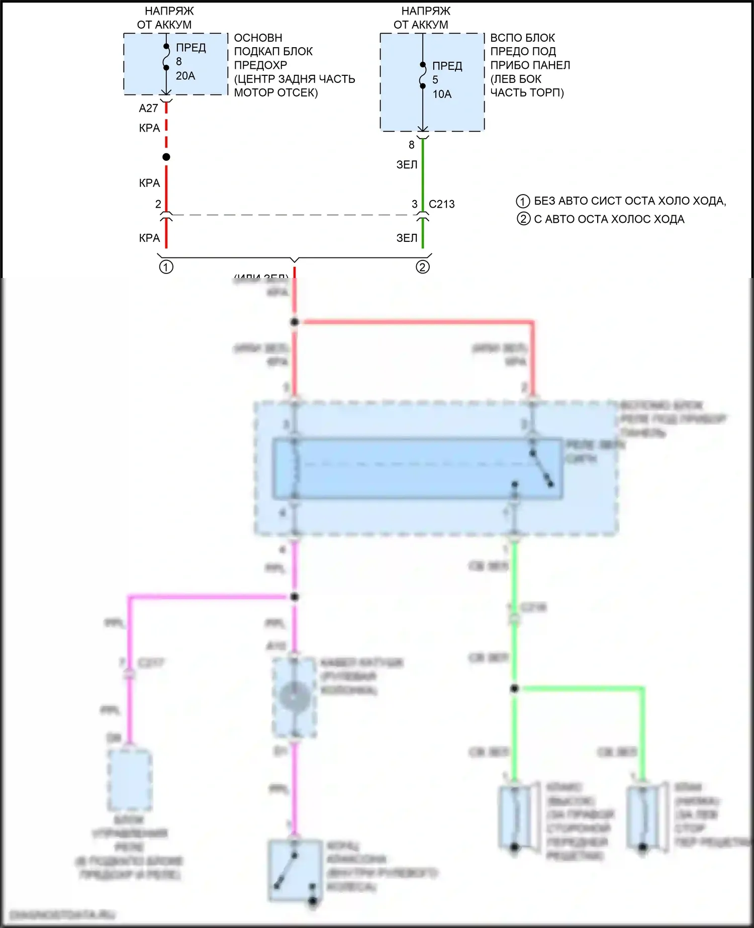 MDX Acura III рестайлинг (2015-2016): Электросхема клаксона 