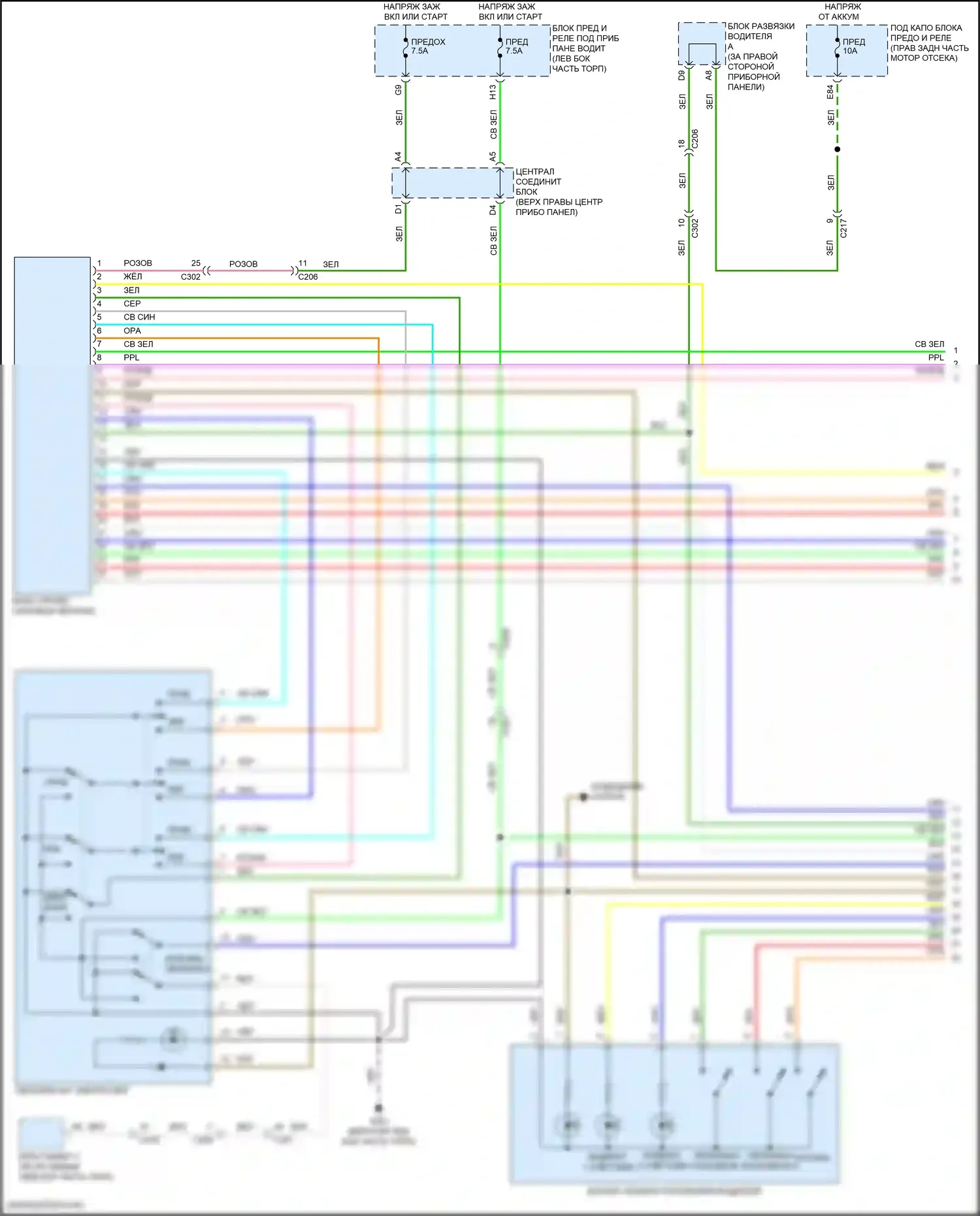 MDX Acura III рестайлинг (2015-2016): Электросхема памяти зеркал (1 из 2) 