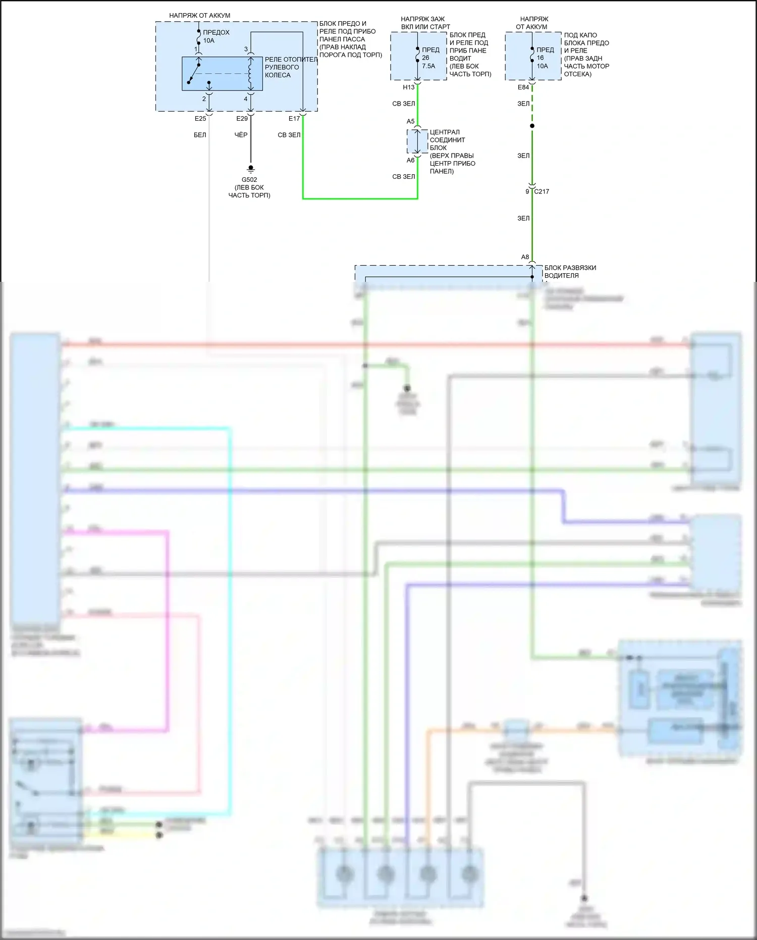 MDX Acura III рестайлинг (2015-2016): Электросхема рулевого колеса с подогревом 