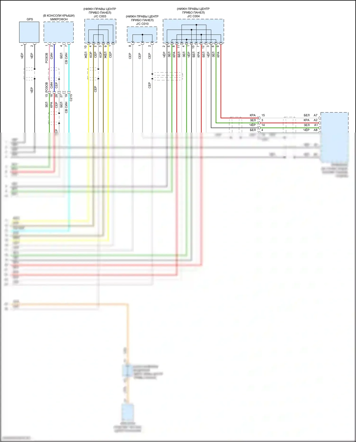 MDX Acura III рестайлинг (2015-2016): Электросхема блока громкоговорящей связи с навигацией (2 из 2) 