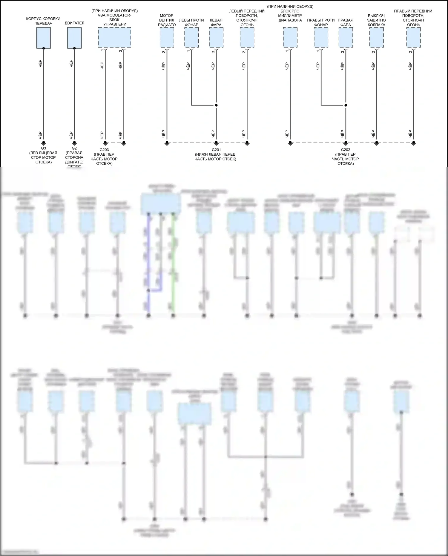 MDX Acura III рестайлинг (2015-2016): Электросхема разводки массы (1 из 6) 