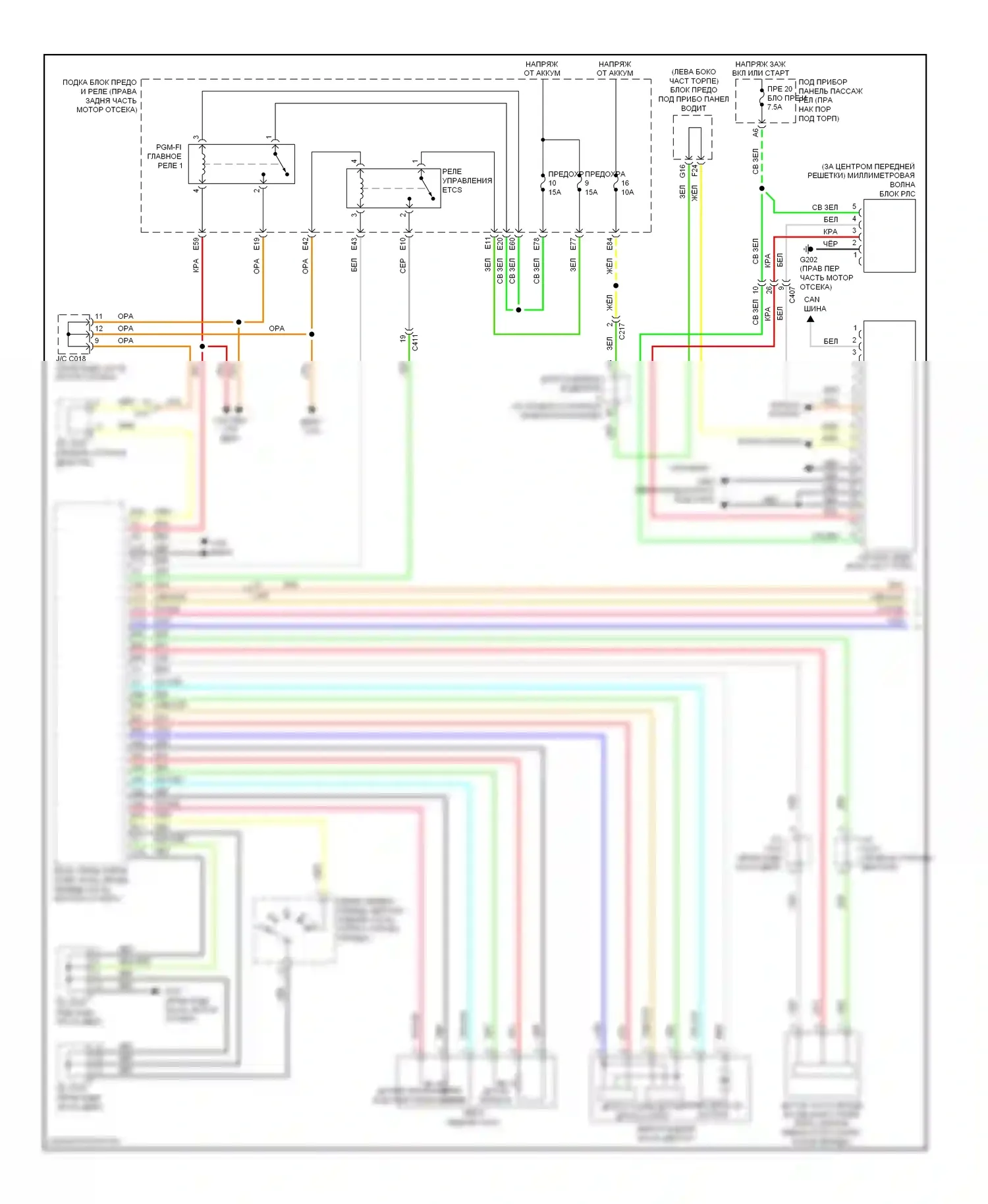 MDX Acura III (2013-2015): Электросхема адаптивного круиз-контроля (1 из 2) 