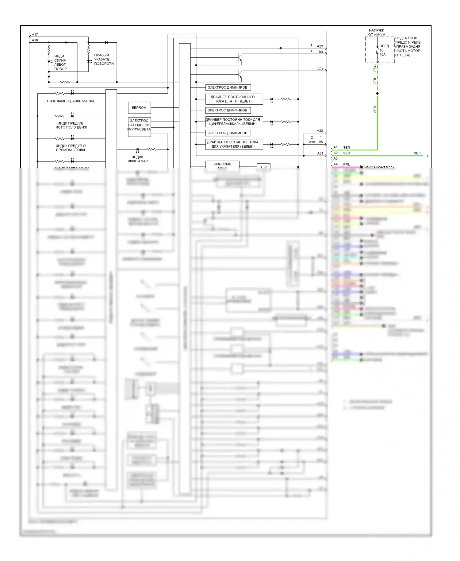 MDX Acura III (2013-2015): Электросхема приборной панели (1 из 2) 