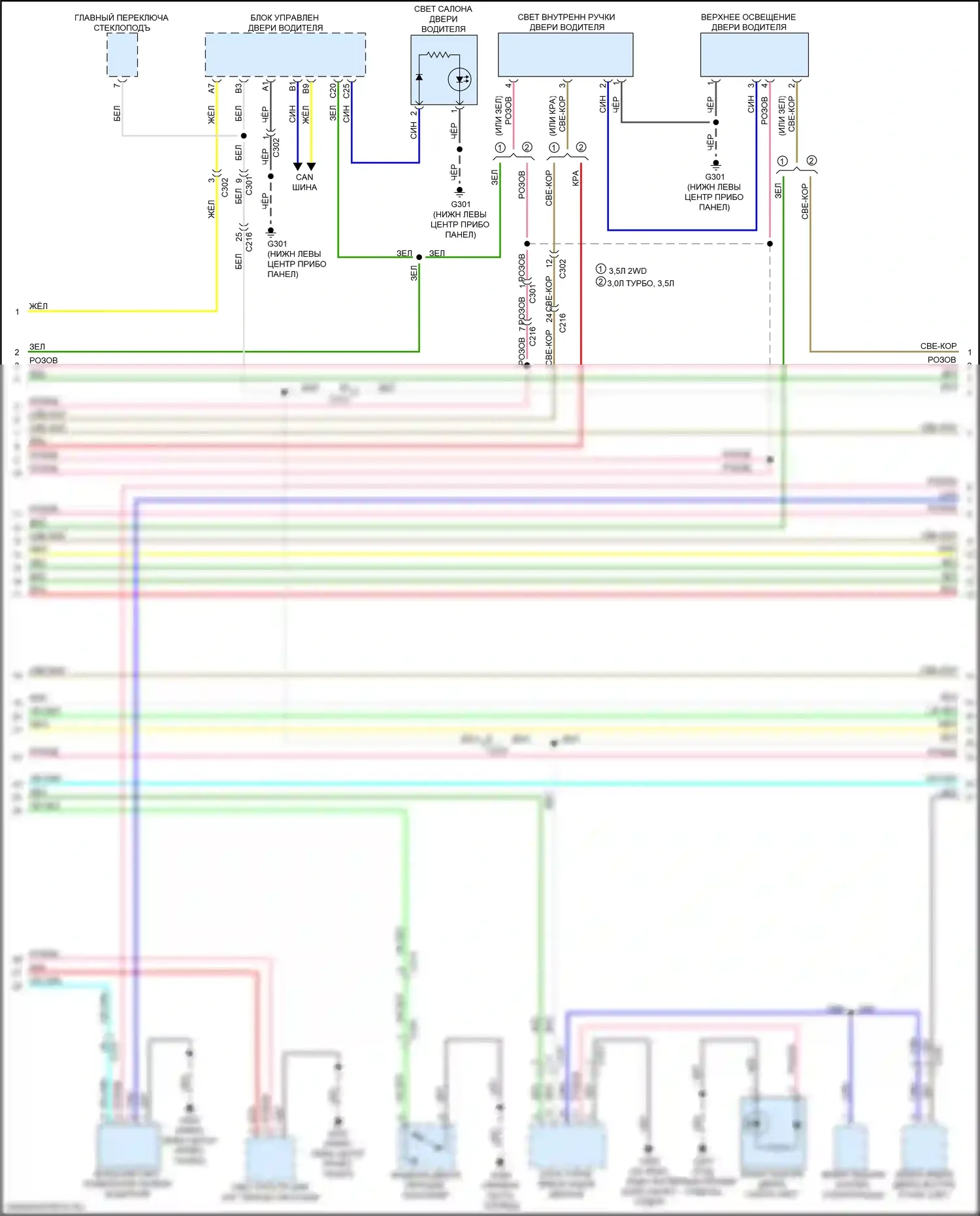 MDX Acura IV (2021-2024): Электросхема освещения салона (2 из 5) 