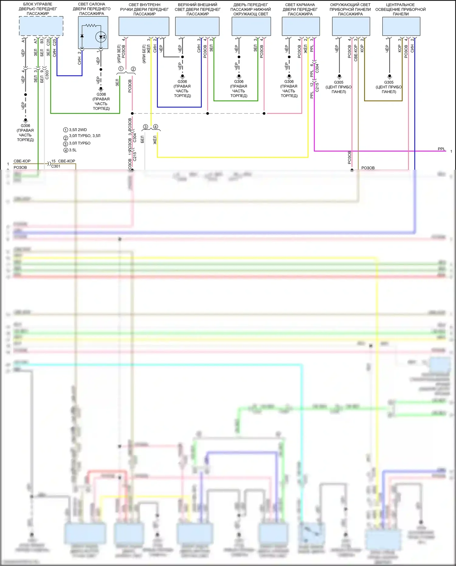 MDX Acura IV (2021-2024): Электросхема освещения салона (3 из 5) 