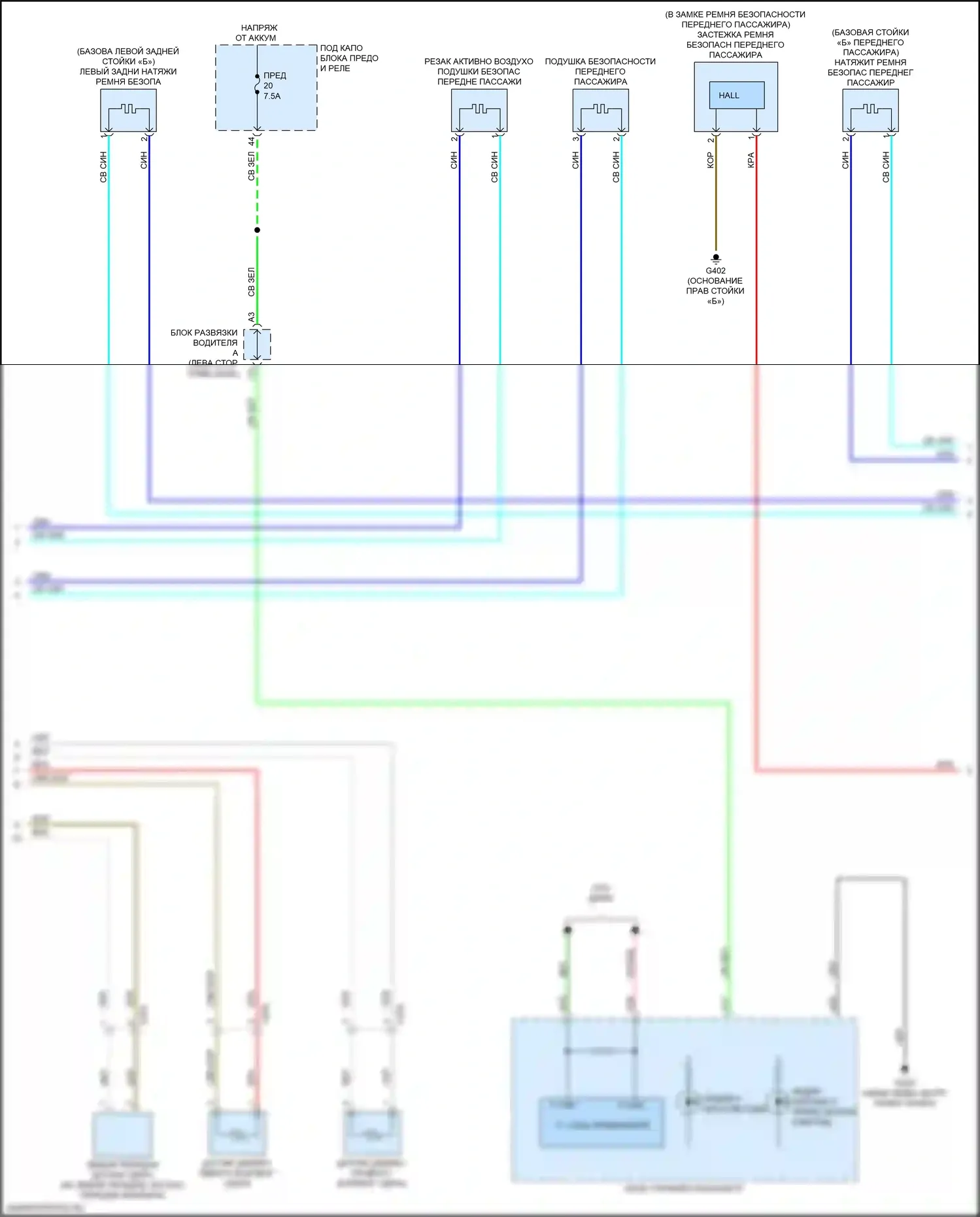 MDX Acura IV (2021-2024): Электросхема подушек безопасности (2 из 3) 