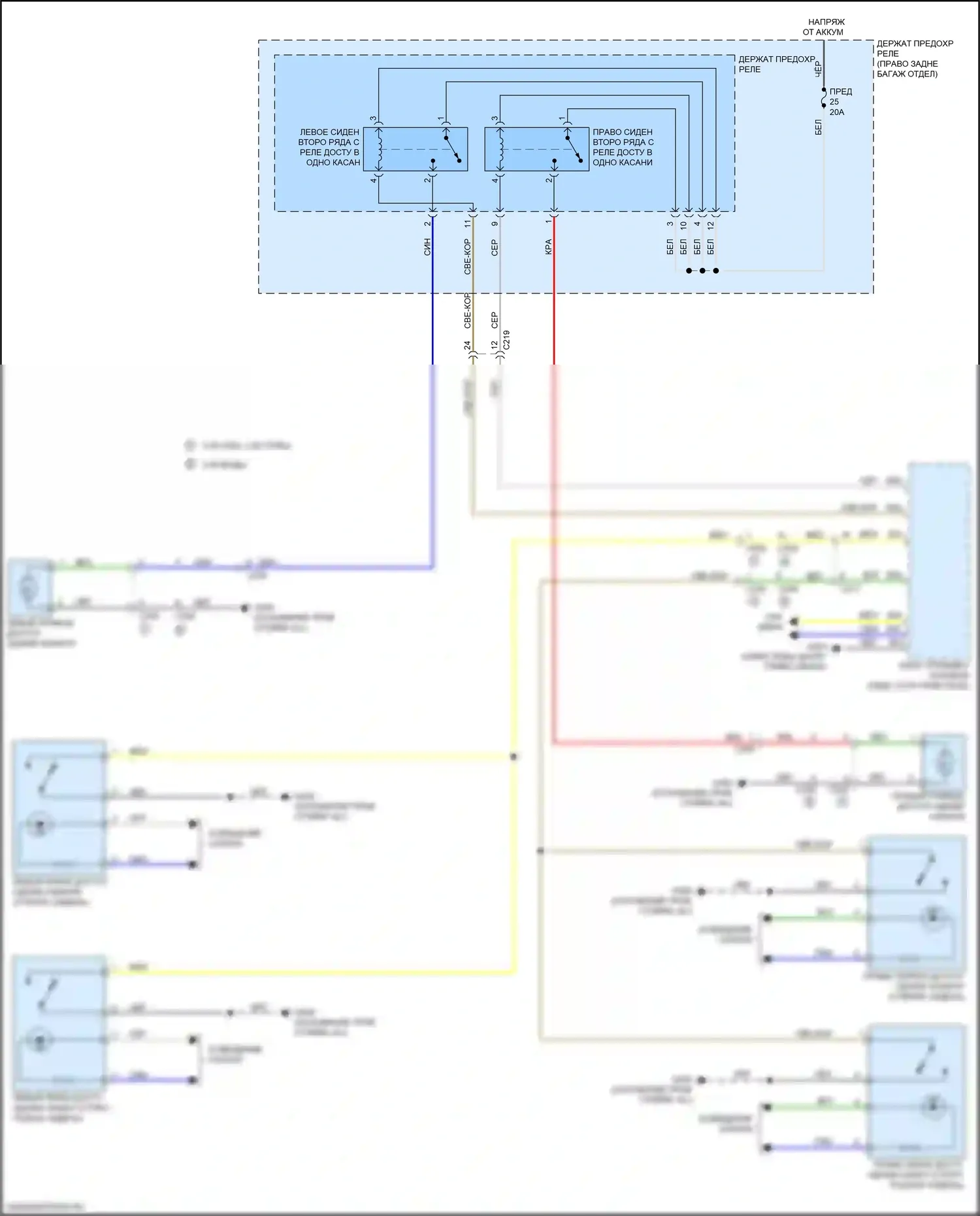 MDX Acura IV (2021-2024): Электросхема сидений второго ряда 