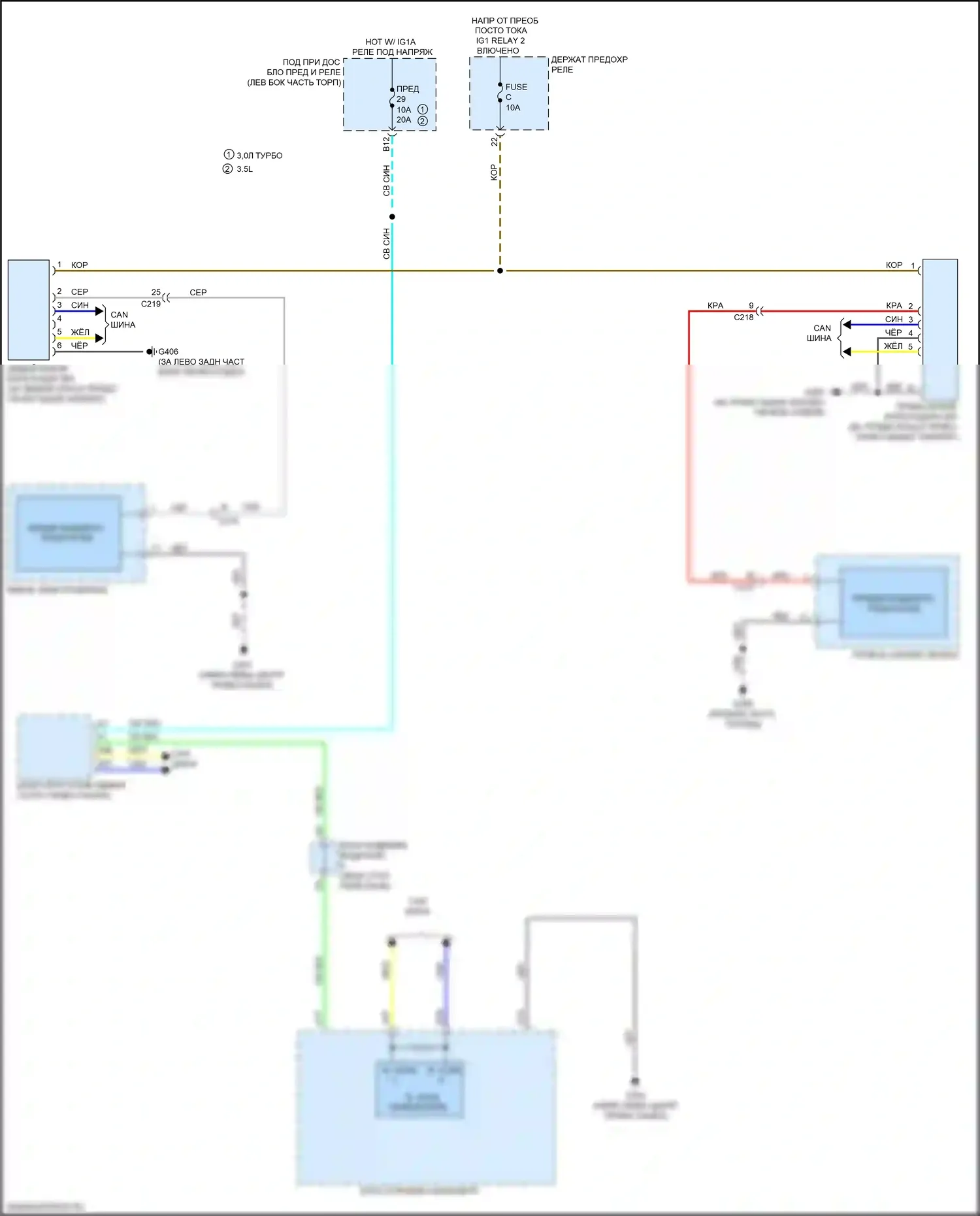 MDX Acura IV (2021-2024): Электросхема мониторинга в слепой зоне 
