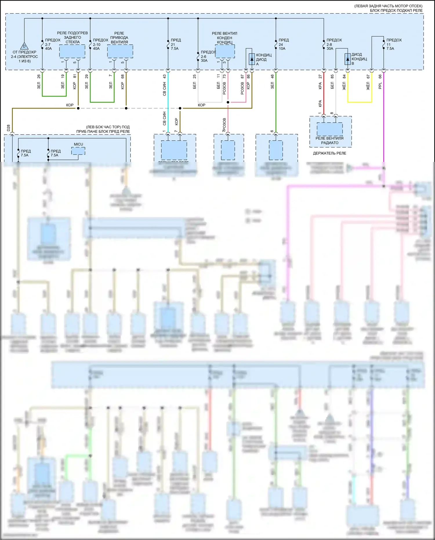 RDX Acura II рестайлинг (2015-2018): Электросхема блока предохранителей реле (3 из 6) 