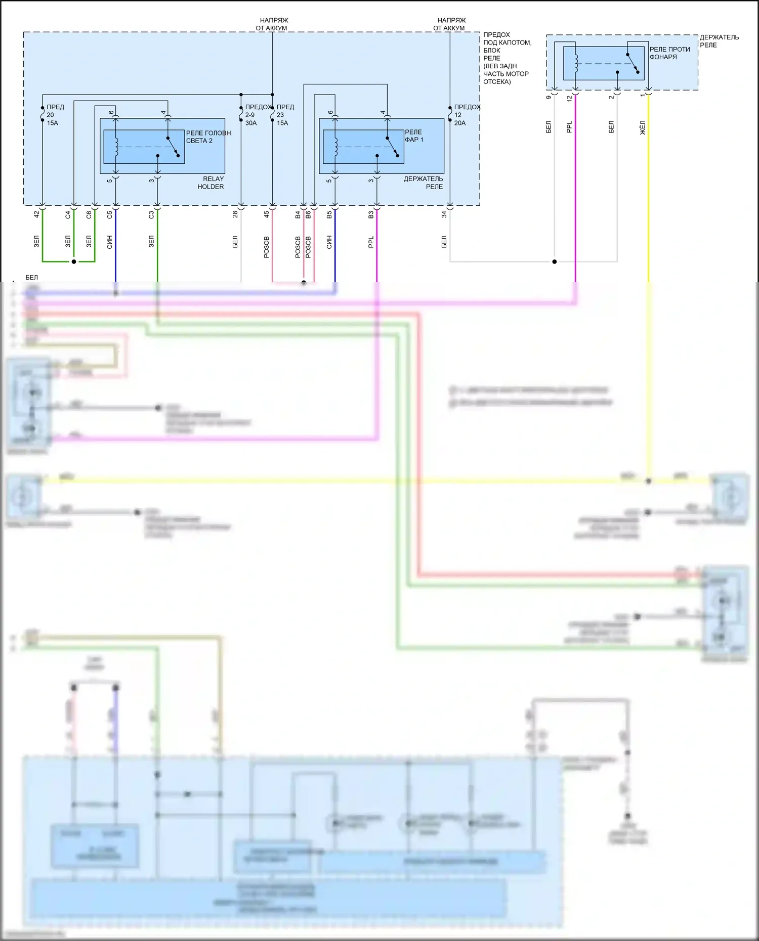 RDX Acura II рестайлинг (2015-2018): Электросхема фар (2 из 2) 