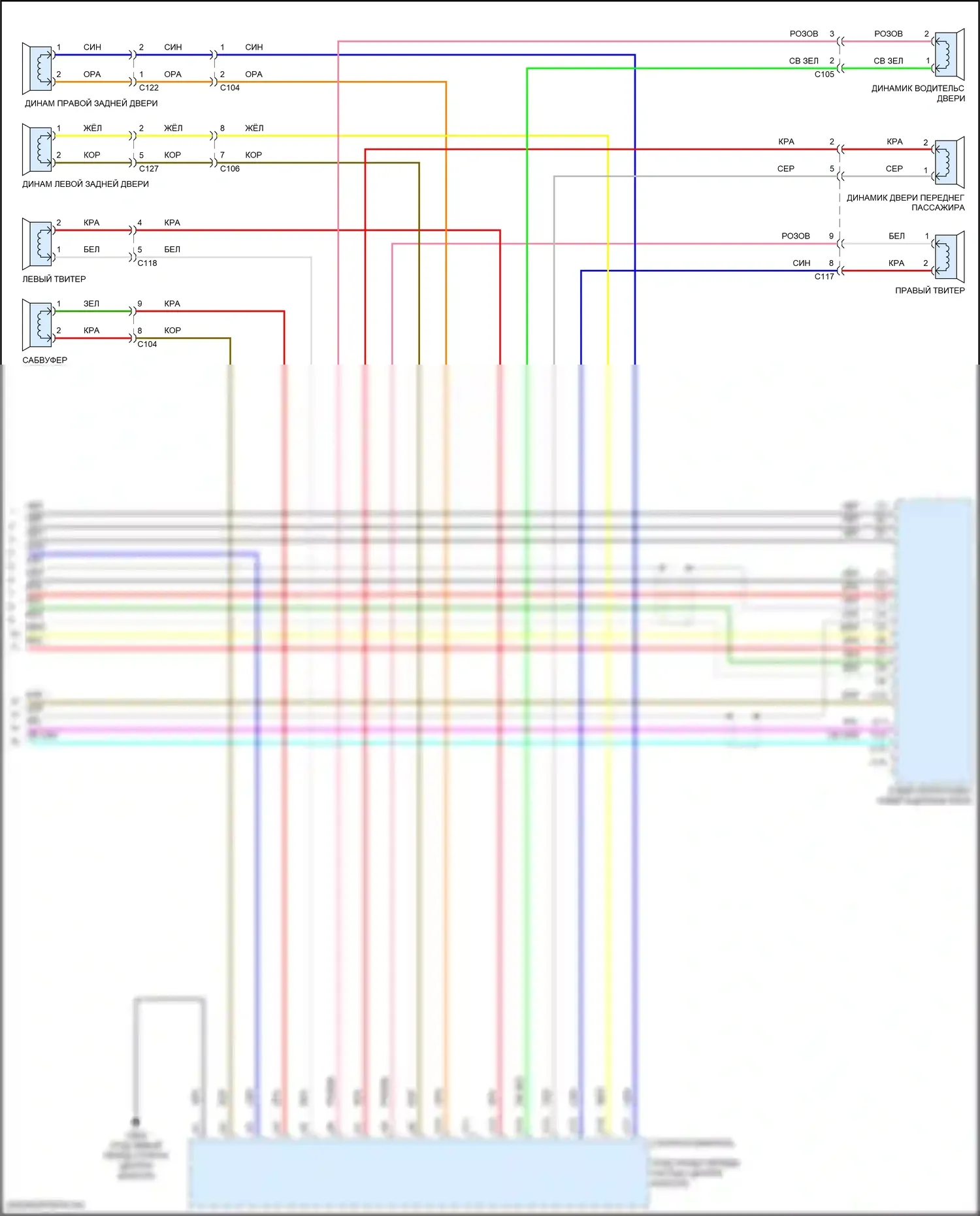 RDX Acura II рестайлинг (2015-2018): Электросхема магнитолы, без навигации (5 из 5) 