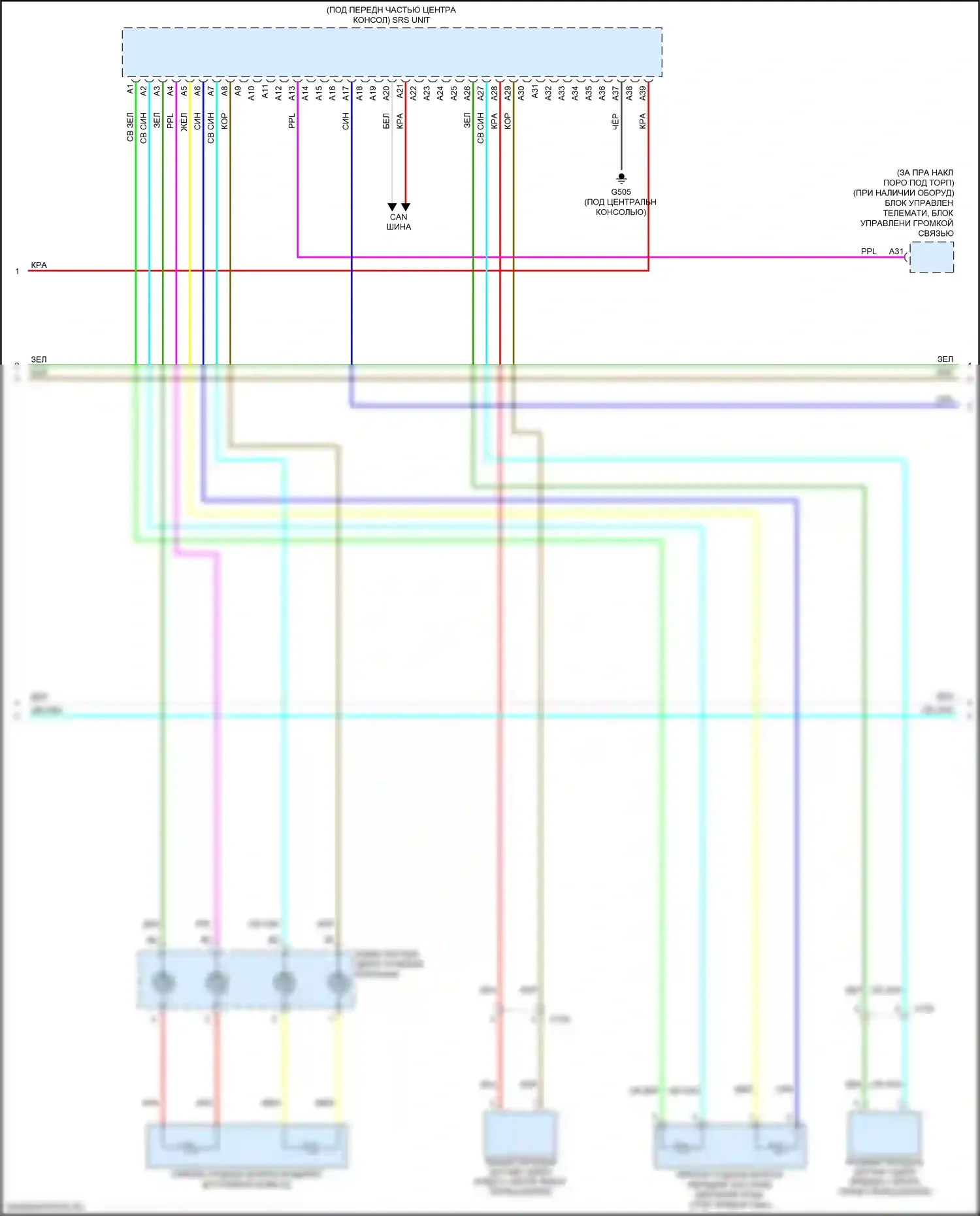 RDX Acura II рестайлинг (2015-2018): Электросхема подушек безопасности (3 из 4) 