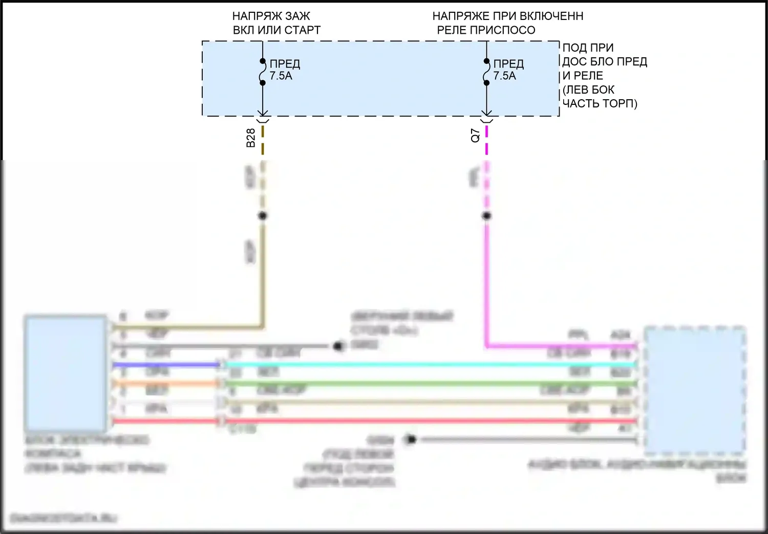 RDX Acura II рестайлинг (2015-2018): Электросхема компаса 