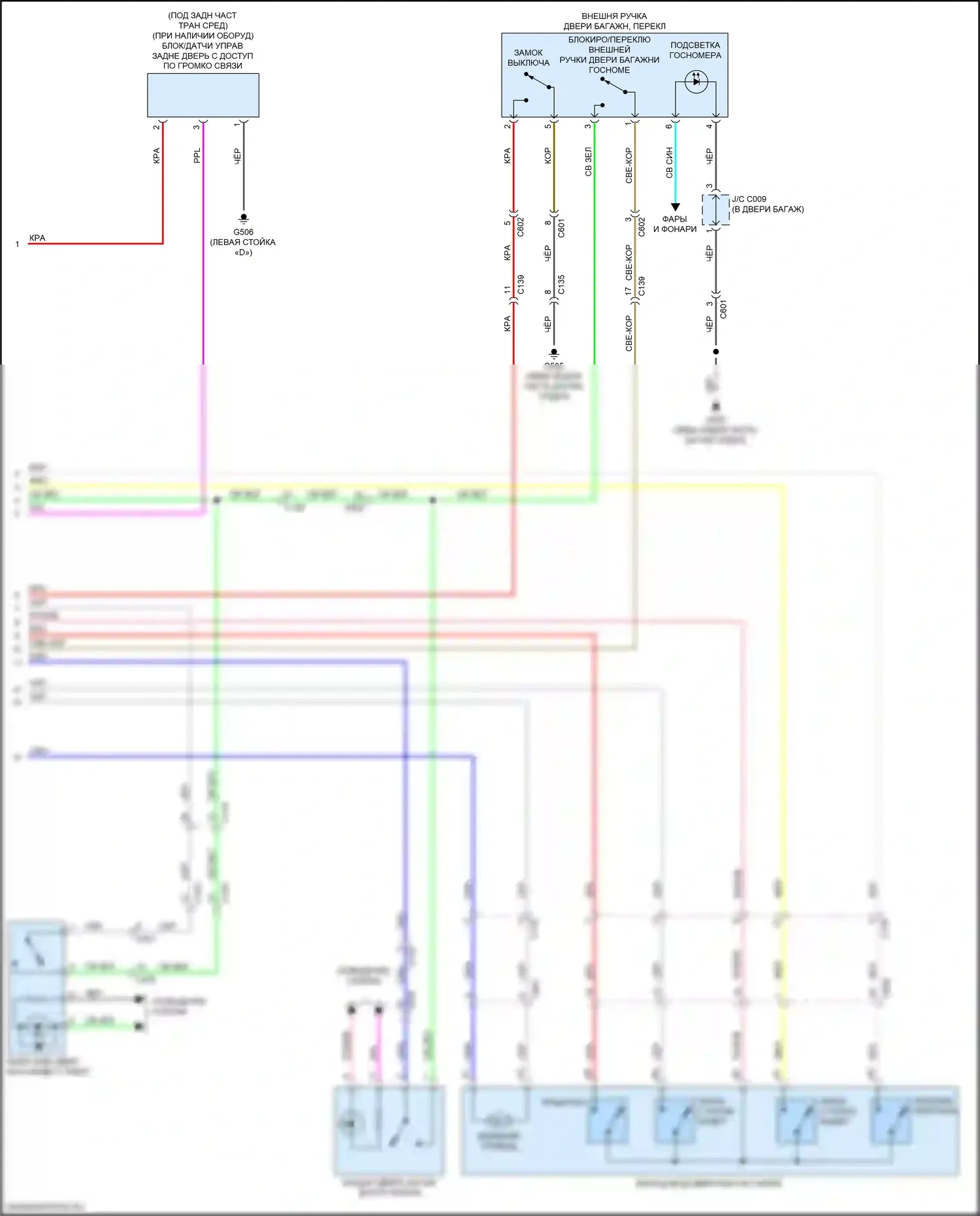 RDX Acura III (2018-2021): Электросхема силовой двери багажника (2 из 2) 