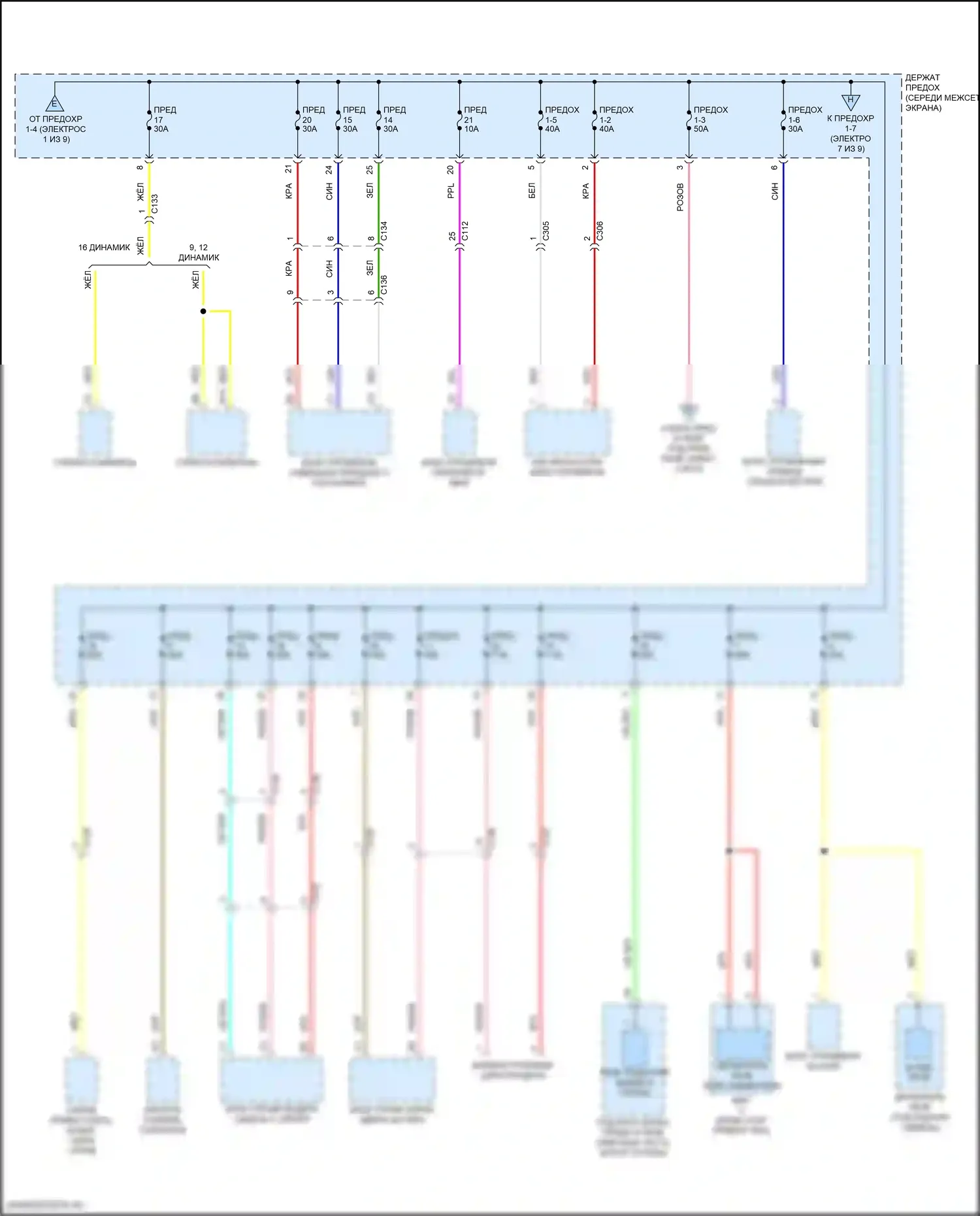 RDX Acura III (2018-2021): Электросхема блока предохранителей реле (3 из 9) 