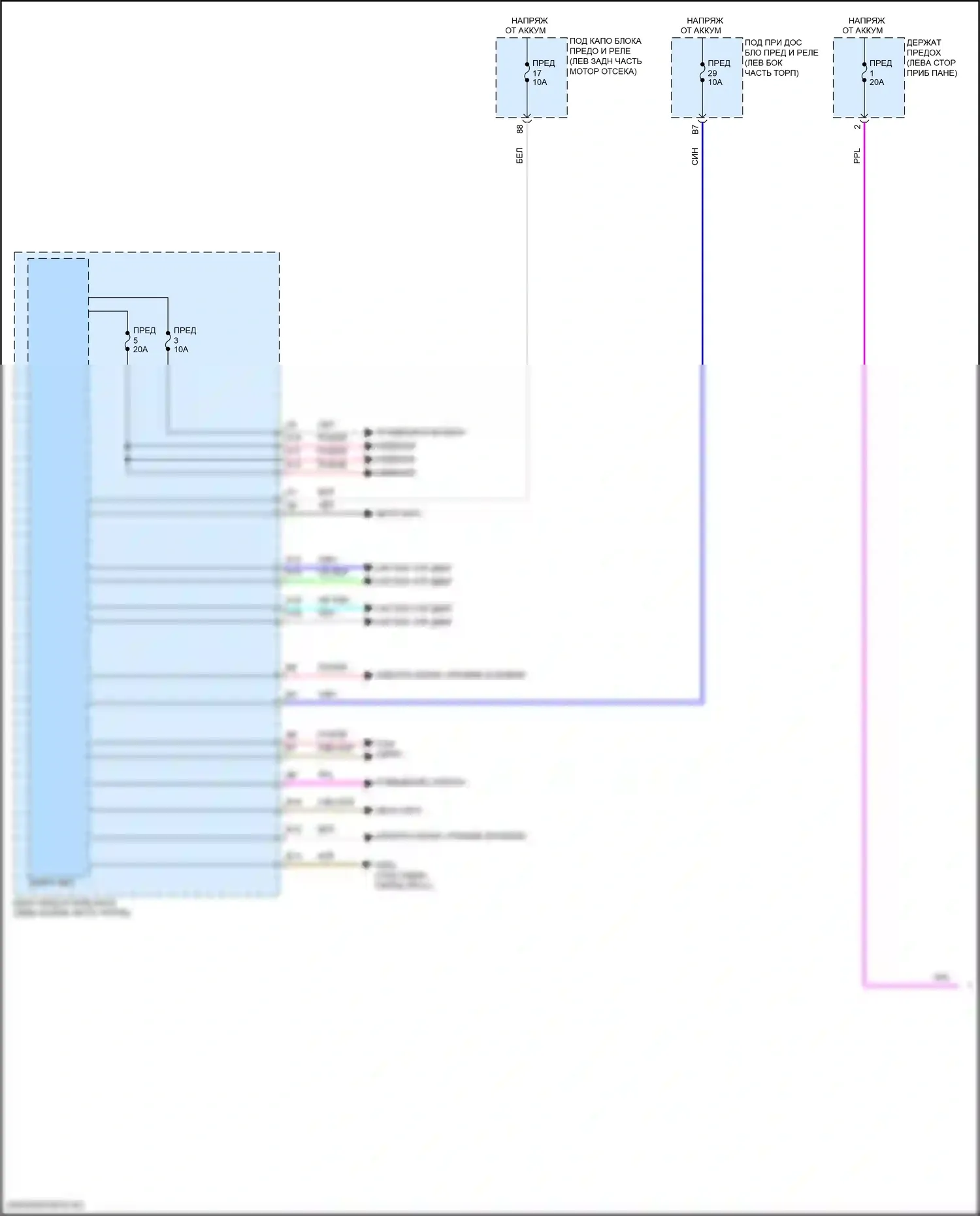 RDX Acura III (2018-2021): Электросхема блока предохранителей и реле (1 из 2) 