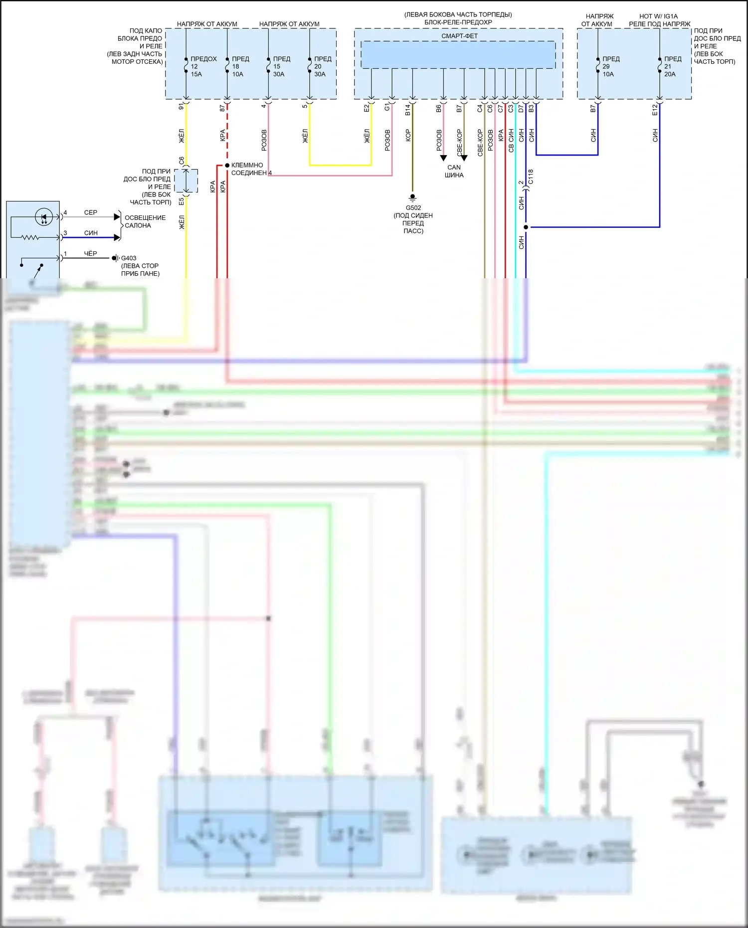 RDX Acura III (2018-2021): Электросхема фар и фонарей (1 из 4) 