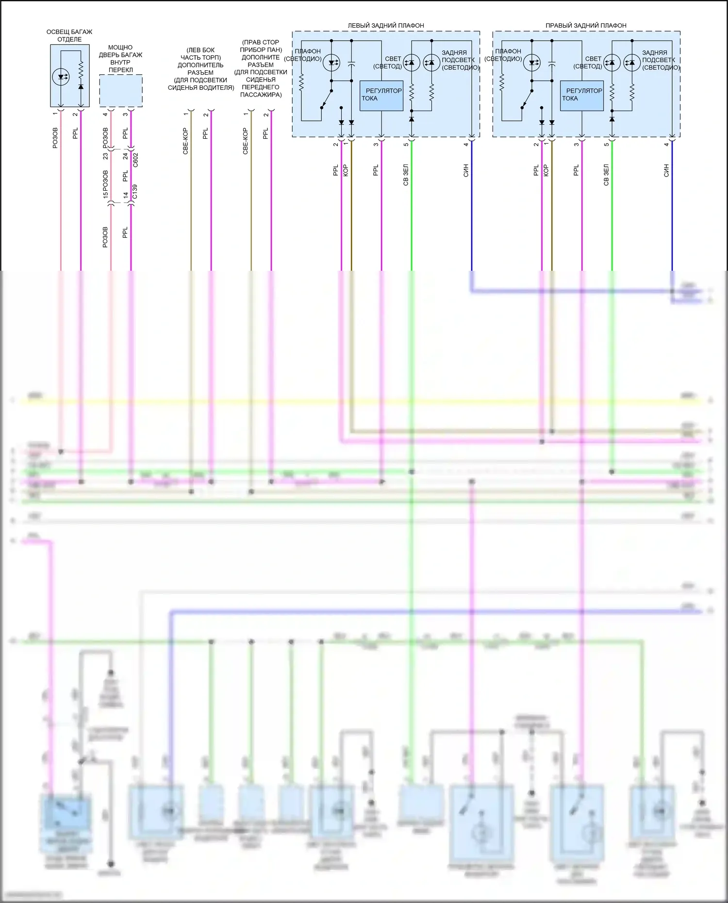 RDX Acura III (2018-2021): Электросхема освещения салона (2 из 3) 